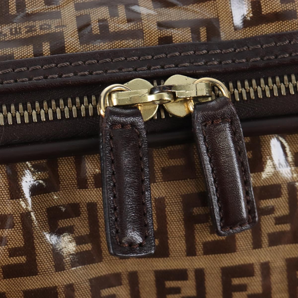 FENDI Zucchino Canvas Boston Bag Coated Canvas 2way Beige Gold Auth yk20862V