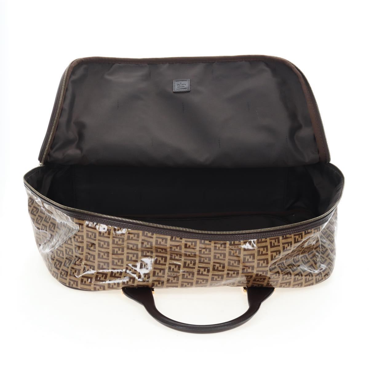 FENDI Zucchino Canvas Boston Bag Coated Canvas 2way Beige Gold Auth yk20862V