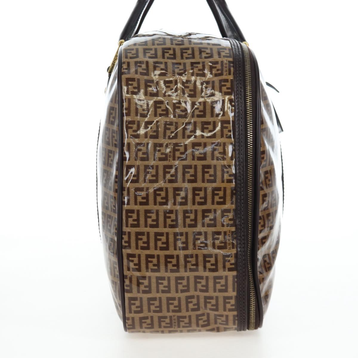 FENDI Zucchino Canvas Boston Bag Coated Canvas 2way Beige Gold Auth yk20862V