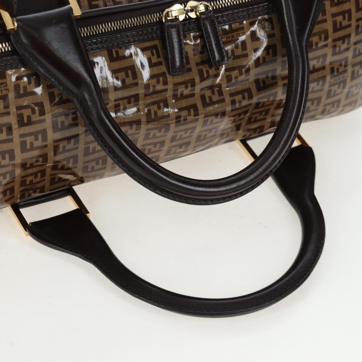 FENDI Zucchino Canvas Boston Bag Coated Canvas 2way Beige Gold Auth yk20862V