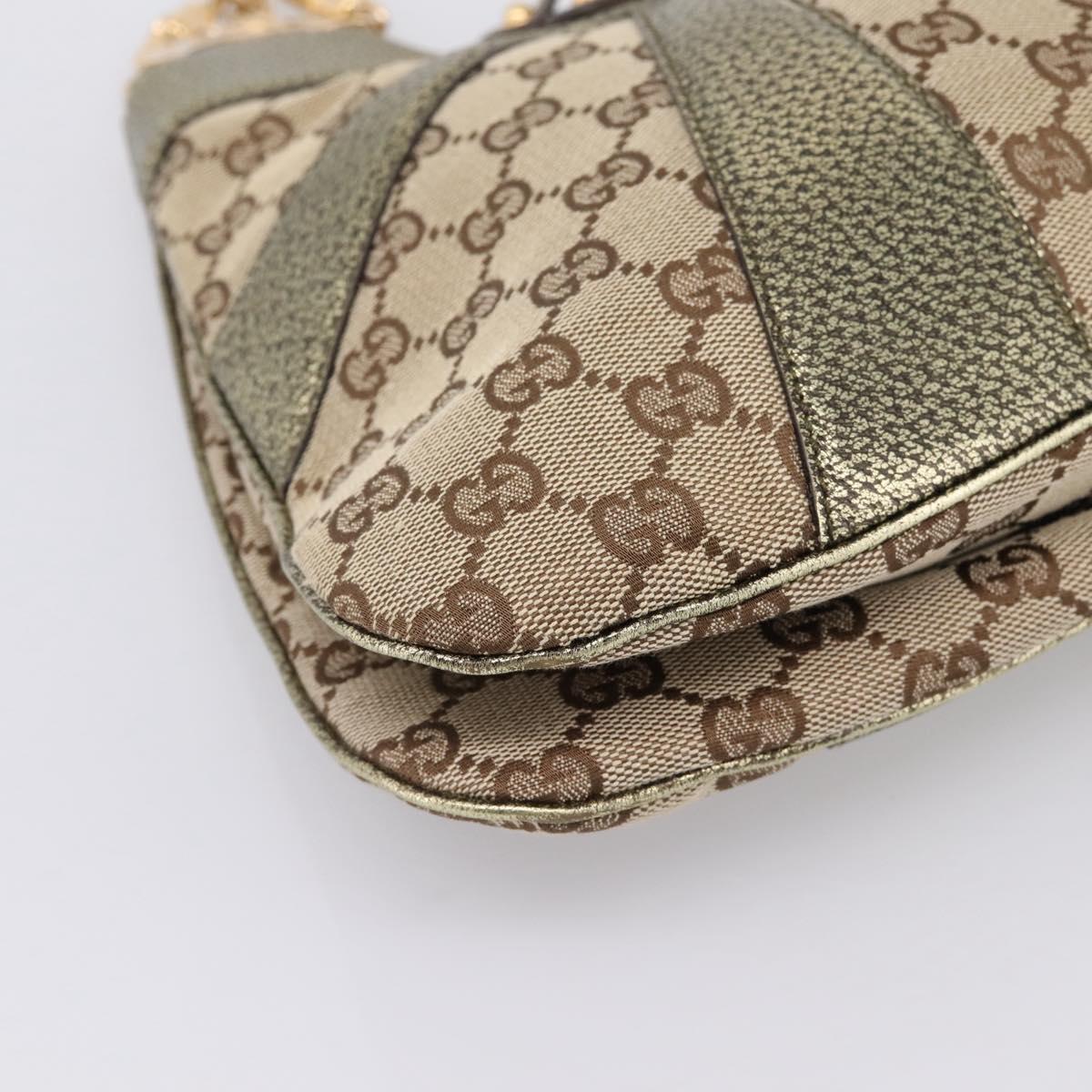 GUCCI GG Canvas Bamboo Chain Shoulder Bag Beige Gold Tone 135962 Auth yk20863SAM