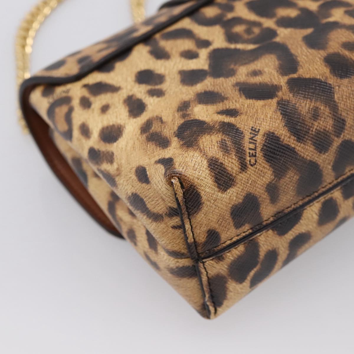 CELINE Triomphe Victoire Chain Shoulder Bag Leather Brown Gold Auth yk20866SAM