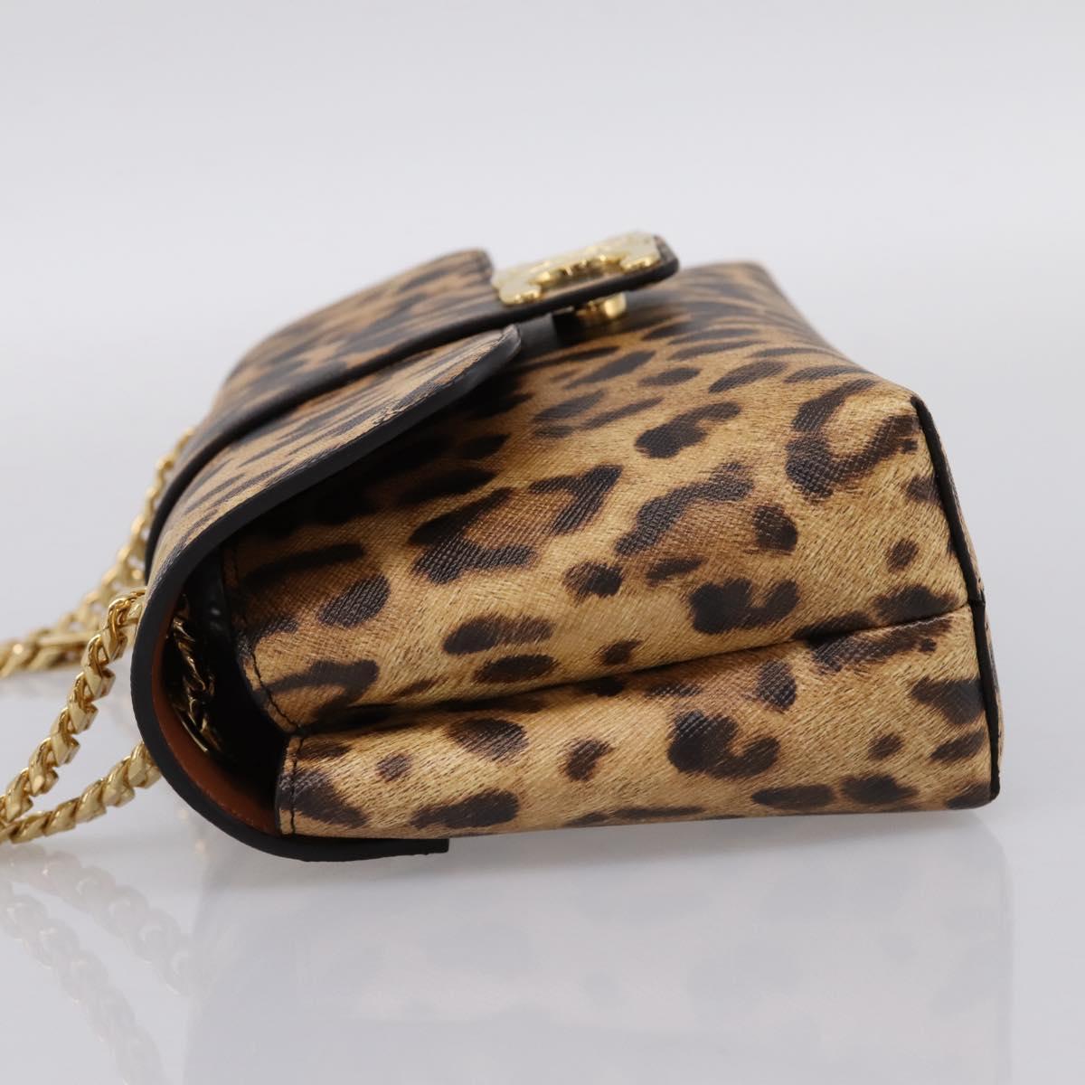 CELINE Triomphe Victoire Chain Shoulder Bag Leather Brown Gold Auth yk20866SAM