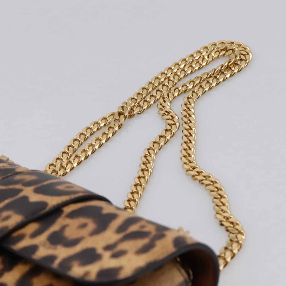 CELINE Triomphe Victoire Chain Shoulder Bag Leather Brown Gold Auth yk20866SAM