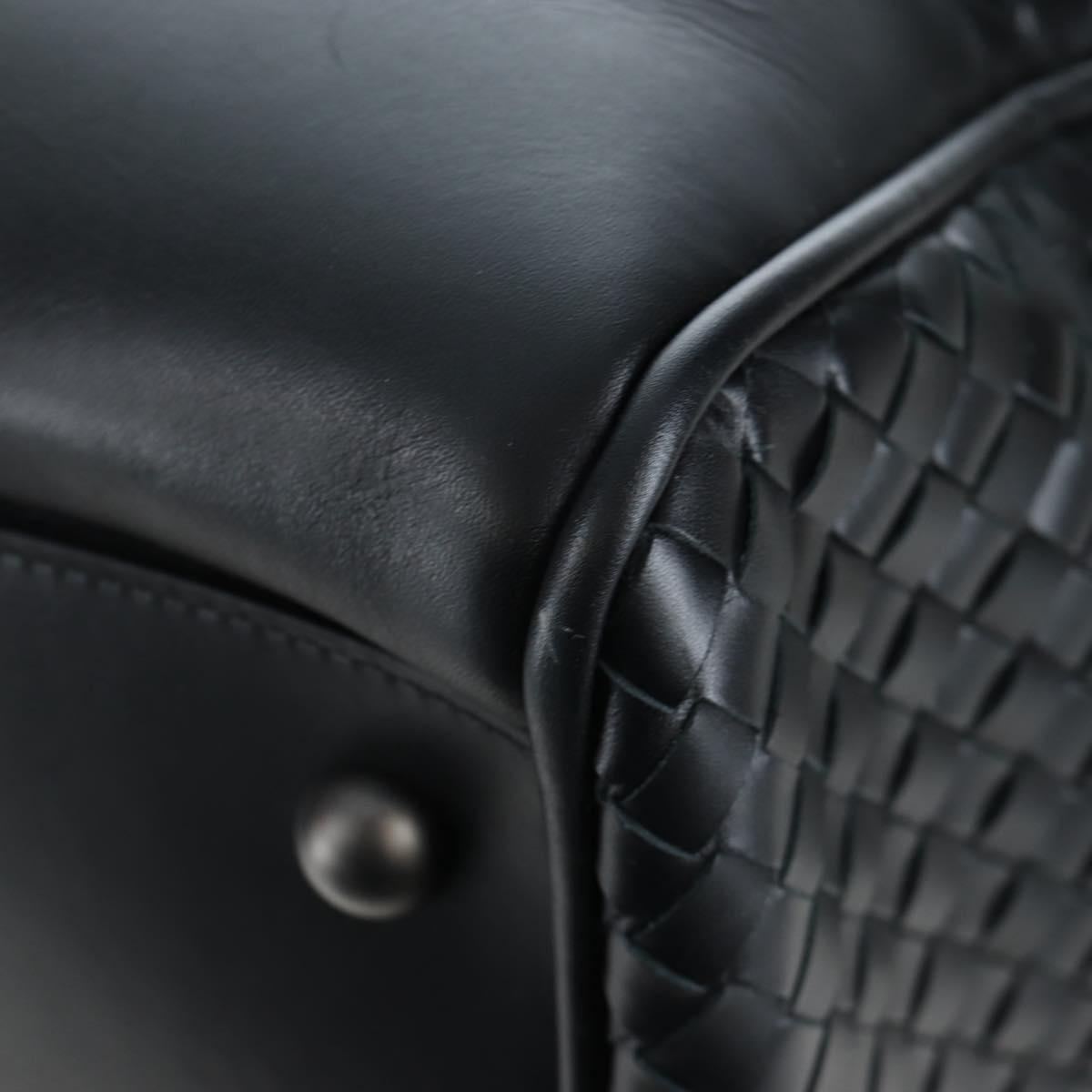 BOTTEGA VENETA INTRECCIATO Boston Bag Leather 2way Black Auth yk20867SAV