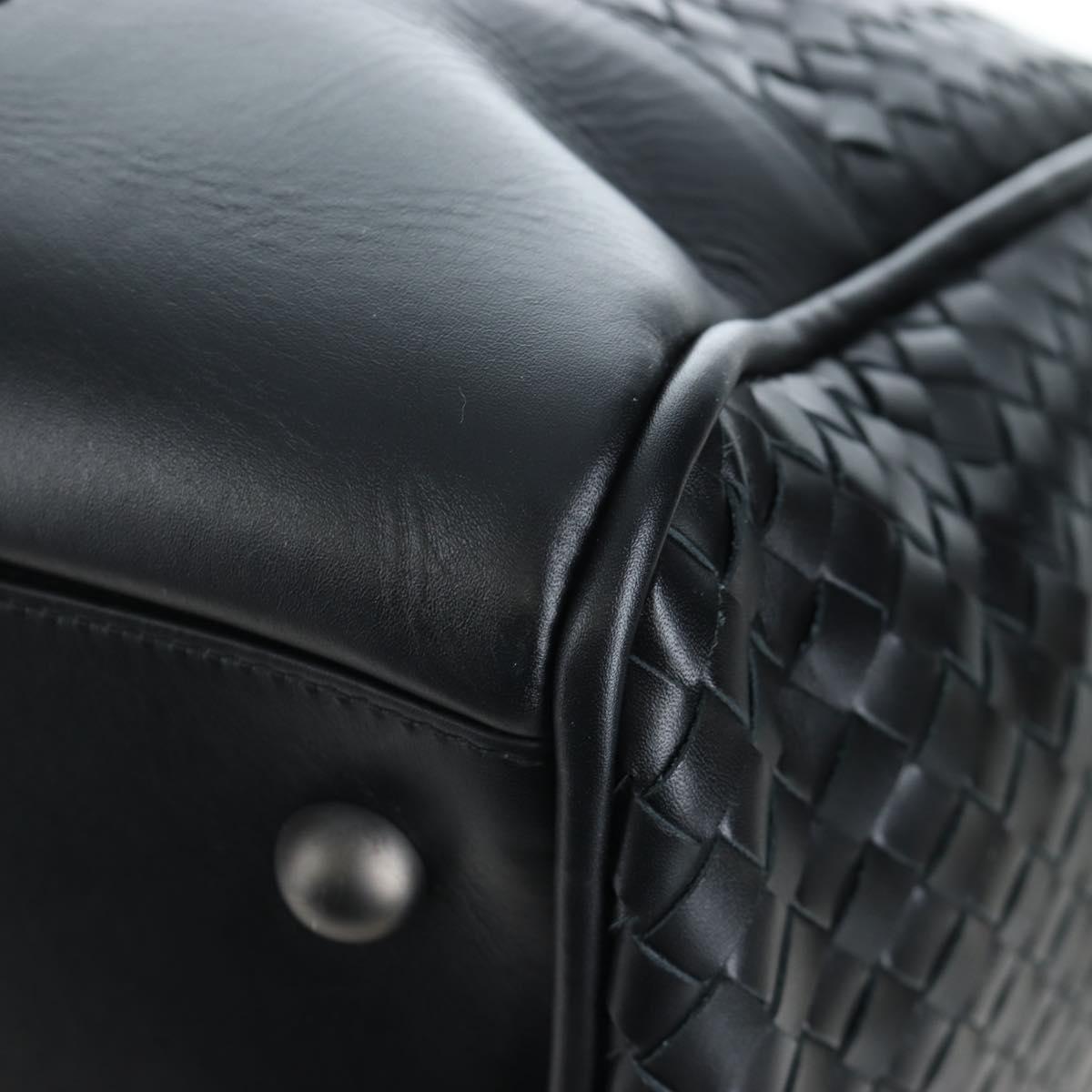 BOTTEGA VENETA INTRECCIATO Boston Bag Leather 2way Black Auth yk20867SAV
