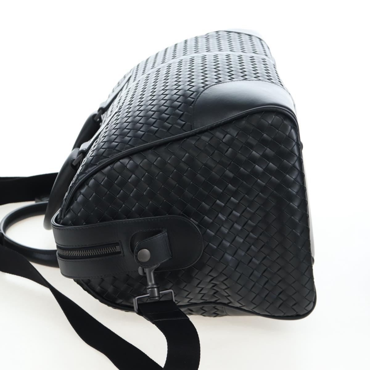BOTTEGA VENETA INTRECCIATO Boston Bag Leather 2way Black Auth yk20867SAV