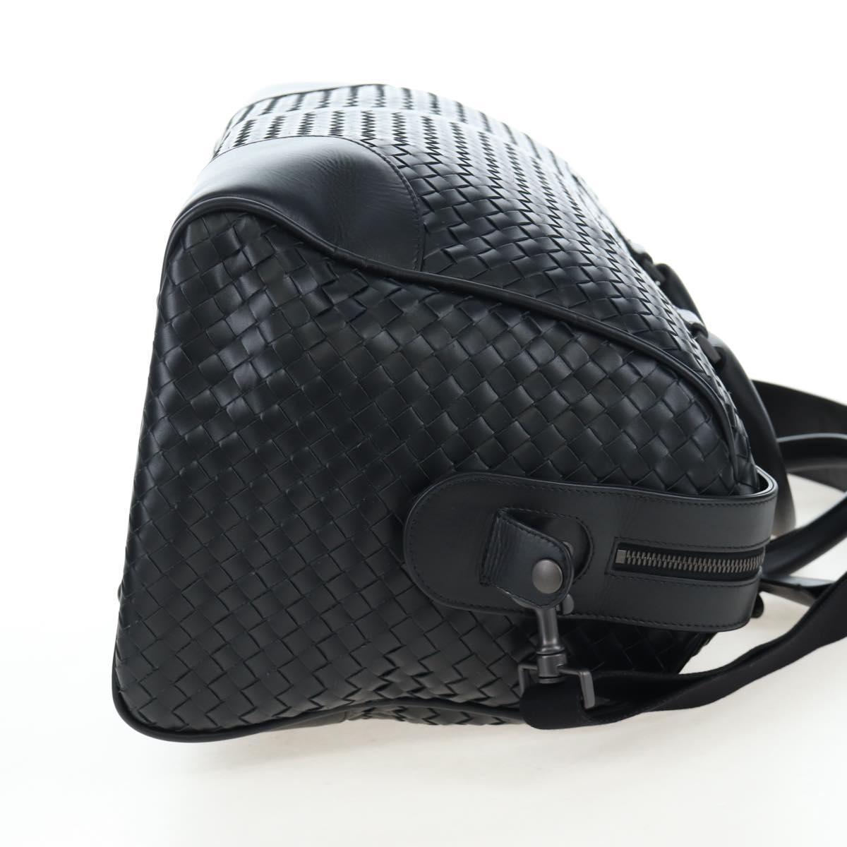 BOTTEGA VENETA INTRECCIATO Boston Bag Leather 2way Black Auth yk20867SAV