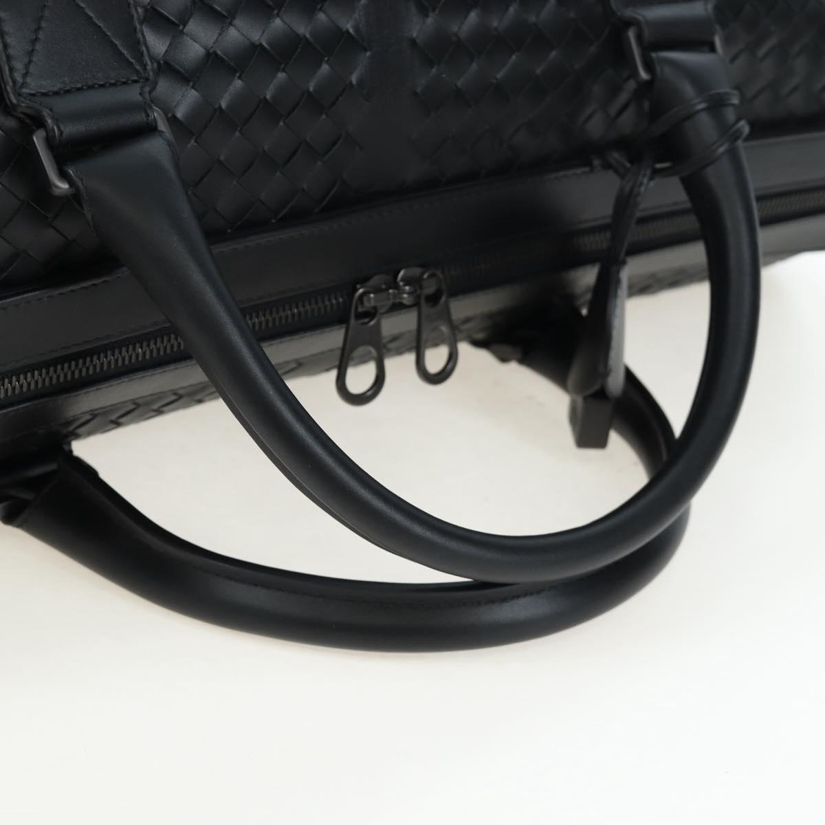BOTTEGA VENETA INTRECCIATO Boston Bag Leather 2way Black Auth yk20867SAV