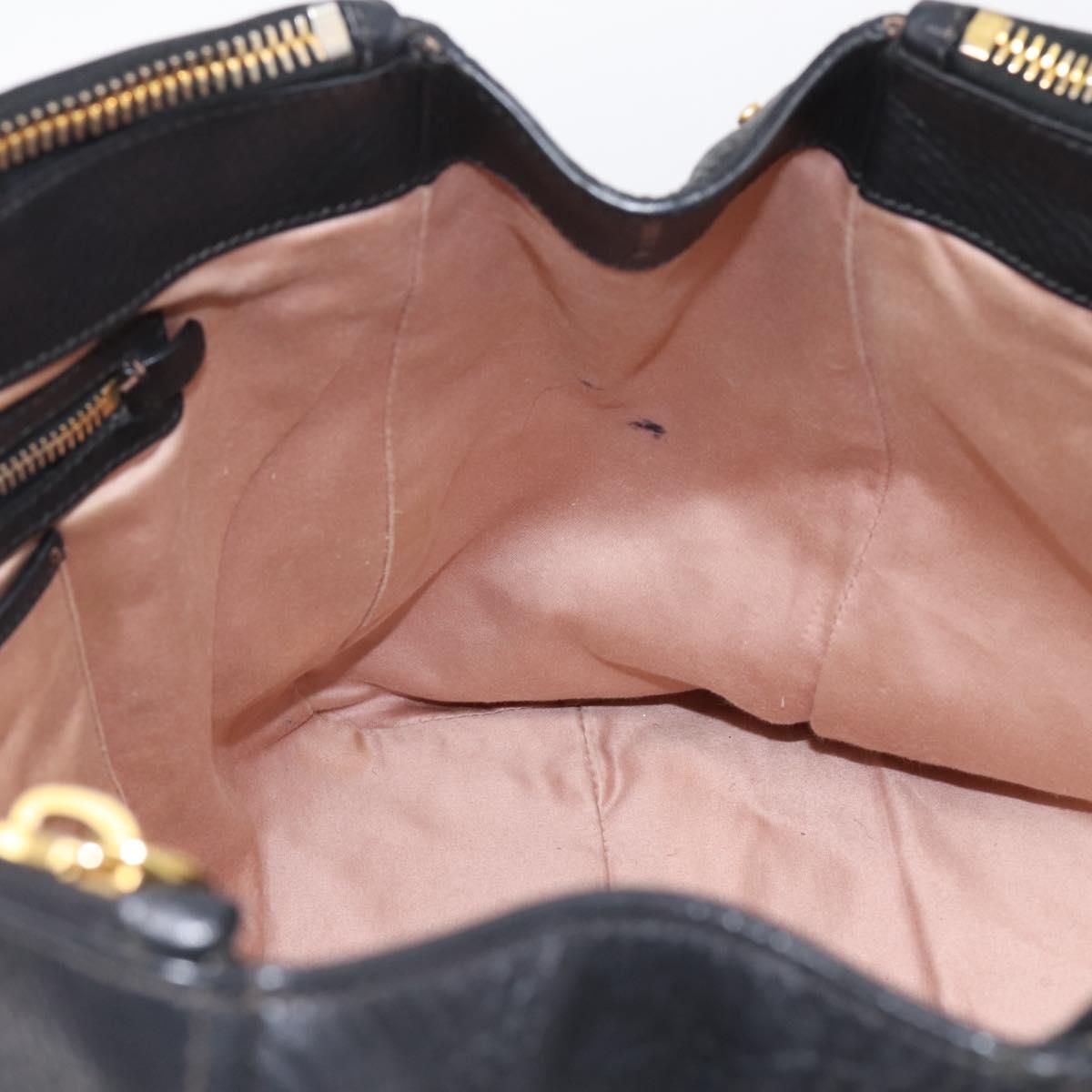 Miu Miu Hand Bag Leather 2way Black Gold Auth yk20869A