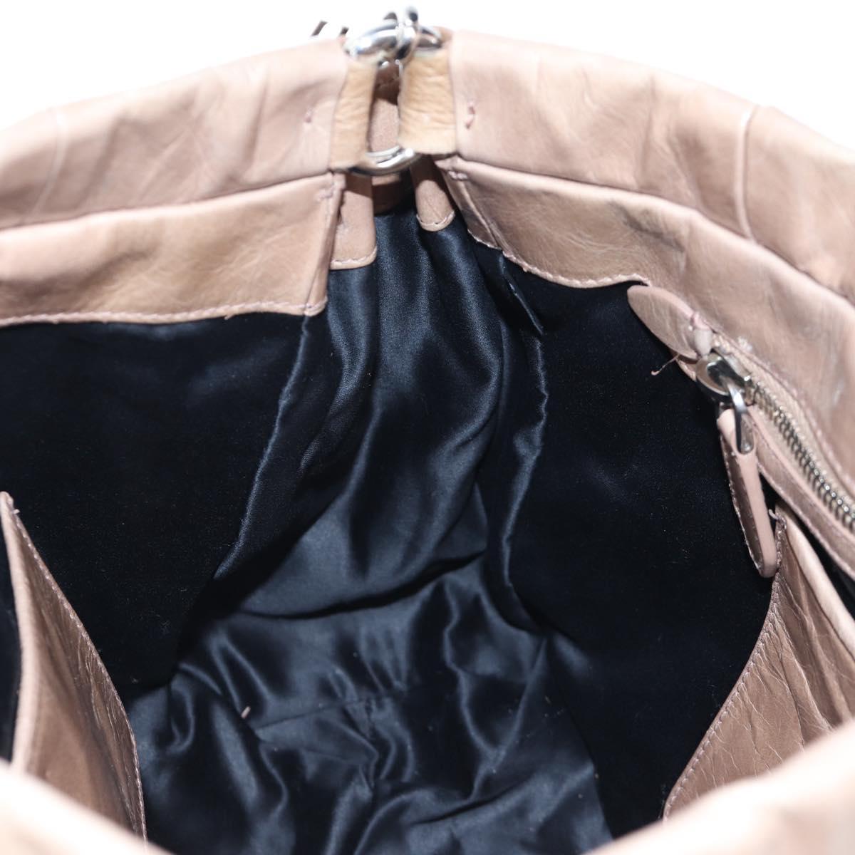 Miu Miu Hand Bag Leather 2way Beige Silver Auth yk20870M