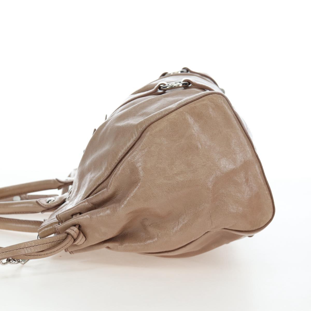 Miu Miu Hand Bag Leather 2way Beige Silver Auth yk20870M