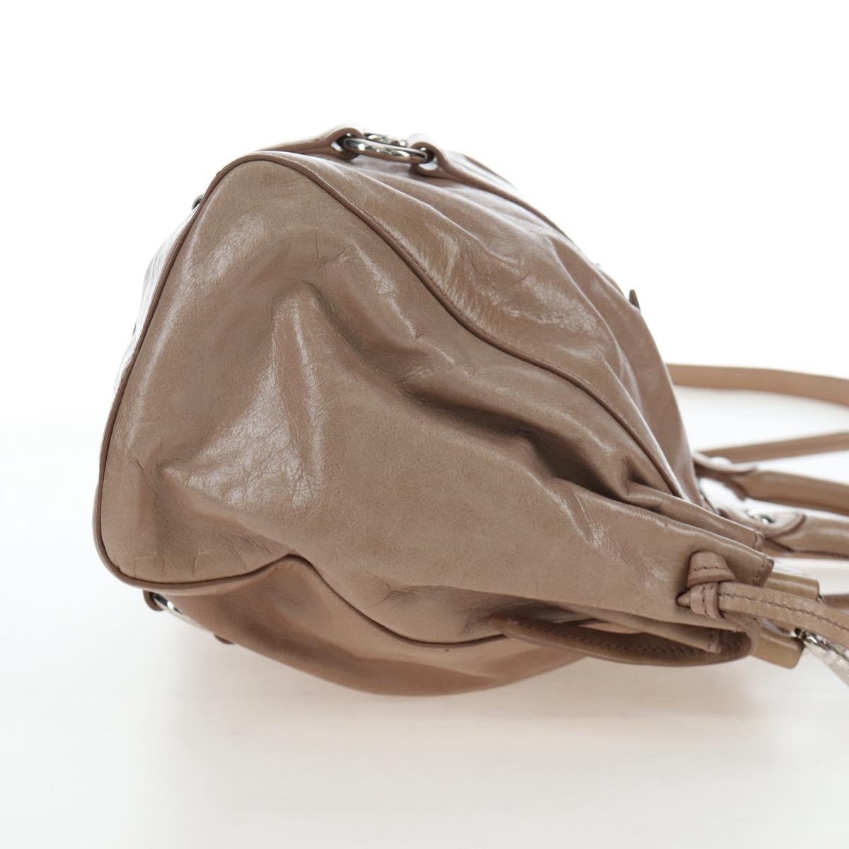 Miu Miu Hand Bag Leather 2way Beige Silver Auth yk20870M