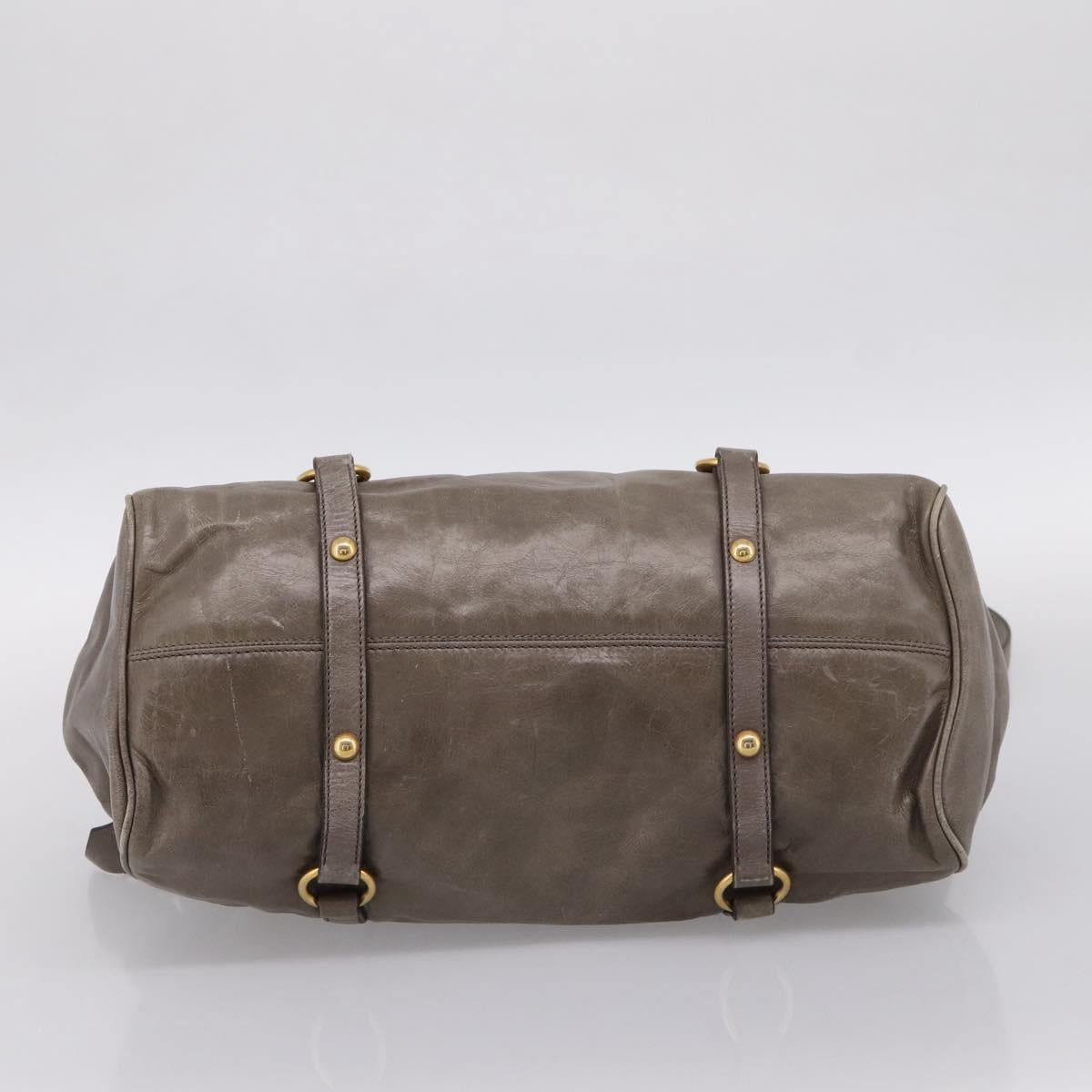 Miu Miu Hand Bag Leather 2way Gray Gold Auth yk20871M