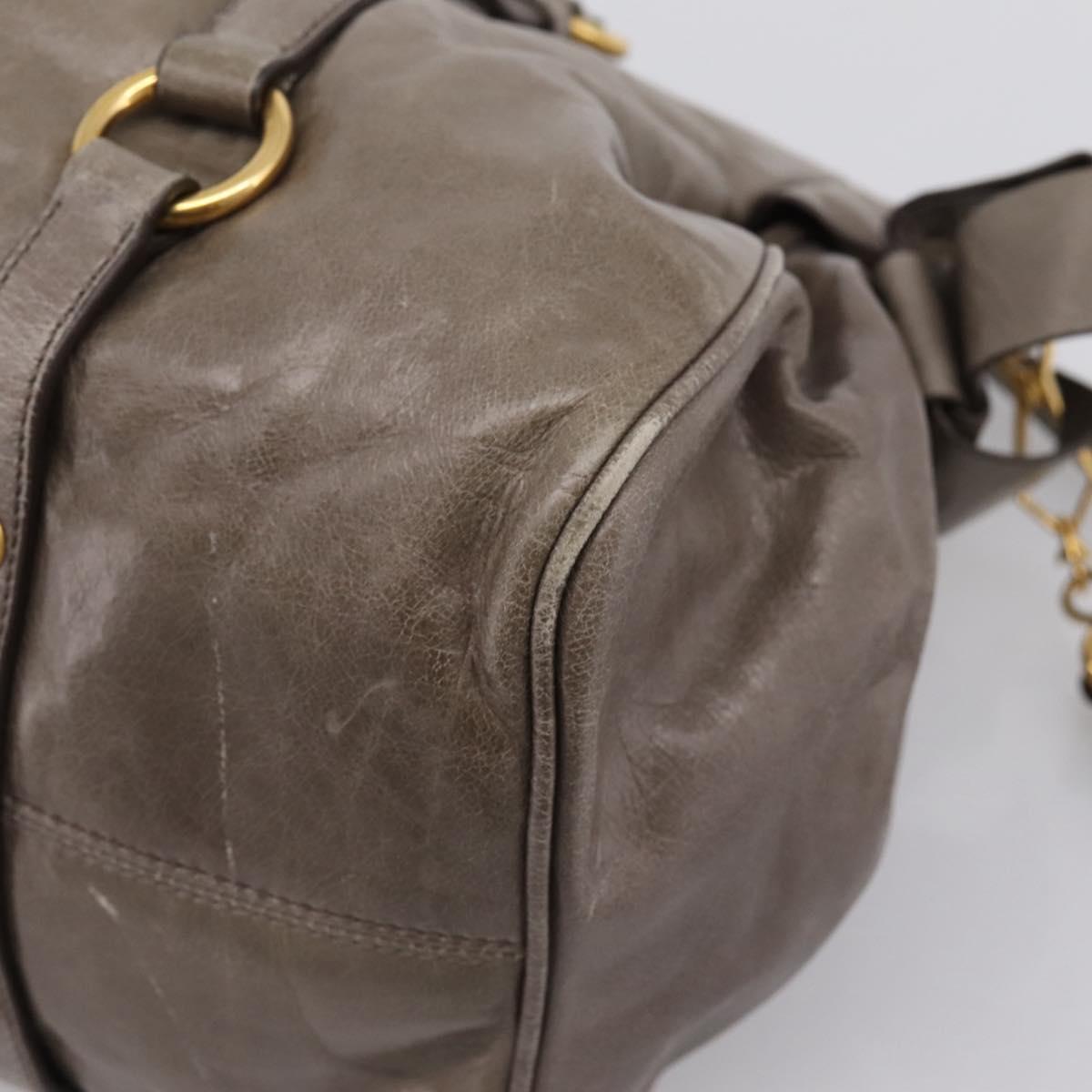 Miu Miu Hand Bag Leather 2way Gray Gold Auth yk20871M