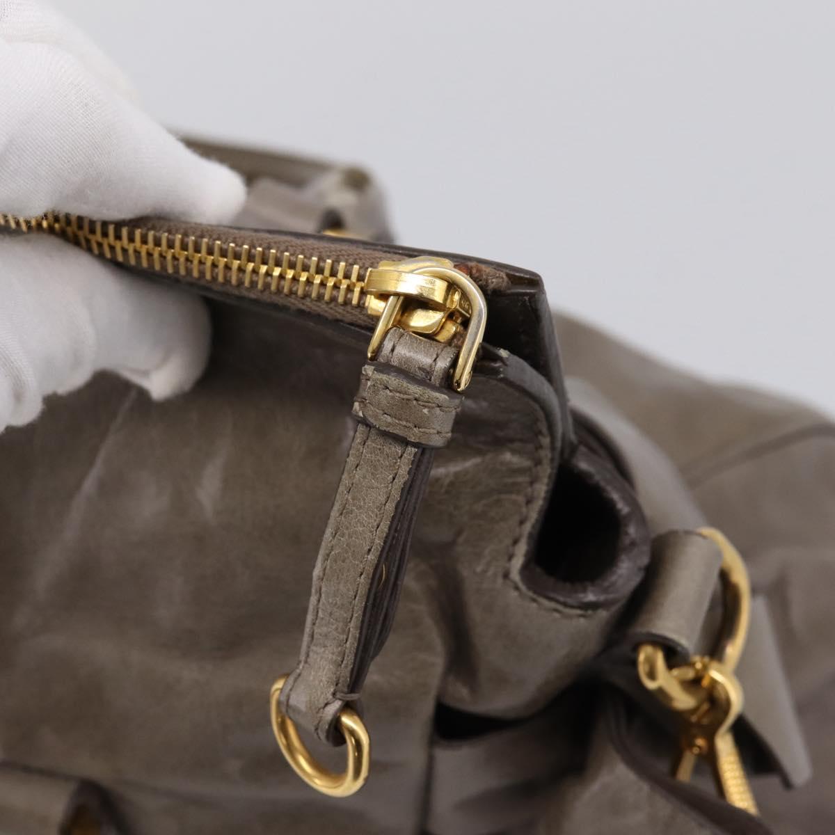 Miu Miu Hand Bag Leather 2way Gray Gold Auth yk20871M
