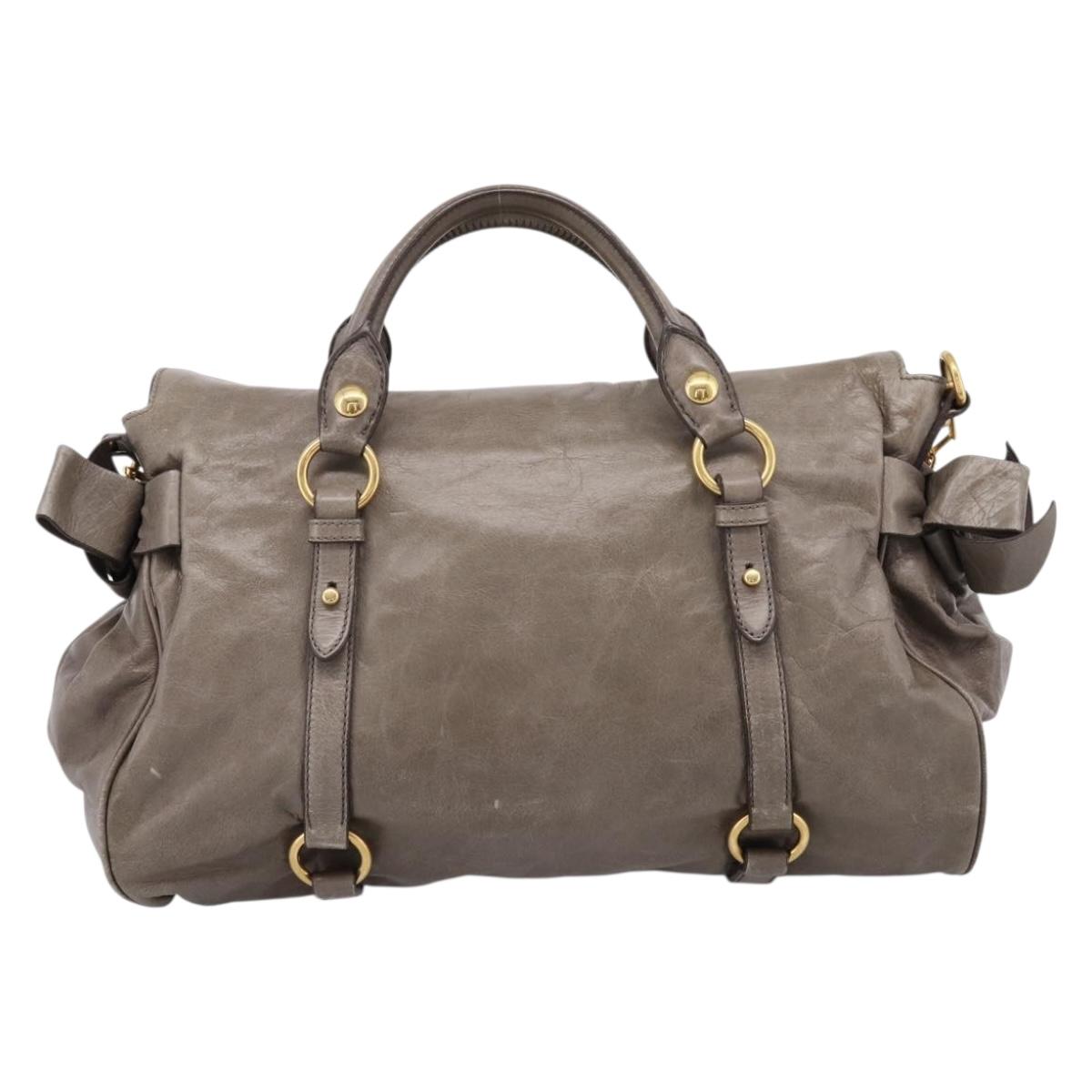 Miu Miu Hand Bag Leather 2way Gray Gold Auth yk20871M