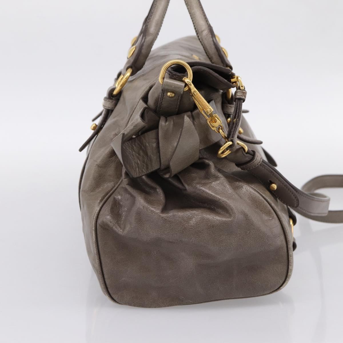 Miu Miu Hand Bag Leather 2way Gray Gold Auth yk20871M