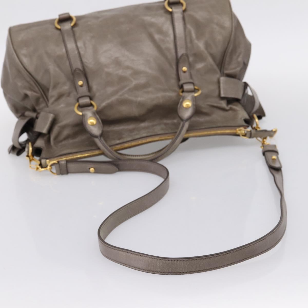 Miu Miu Hand Bag Leather 2way Gray Gold Auth yk20871M