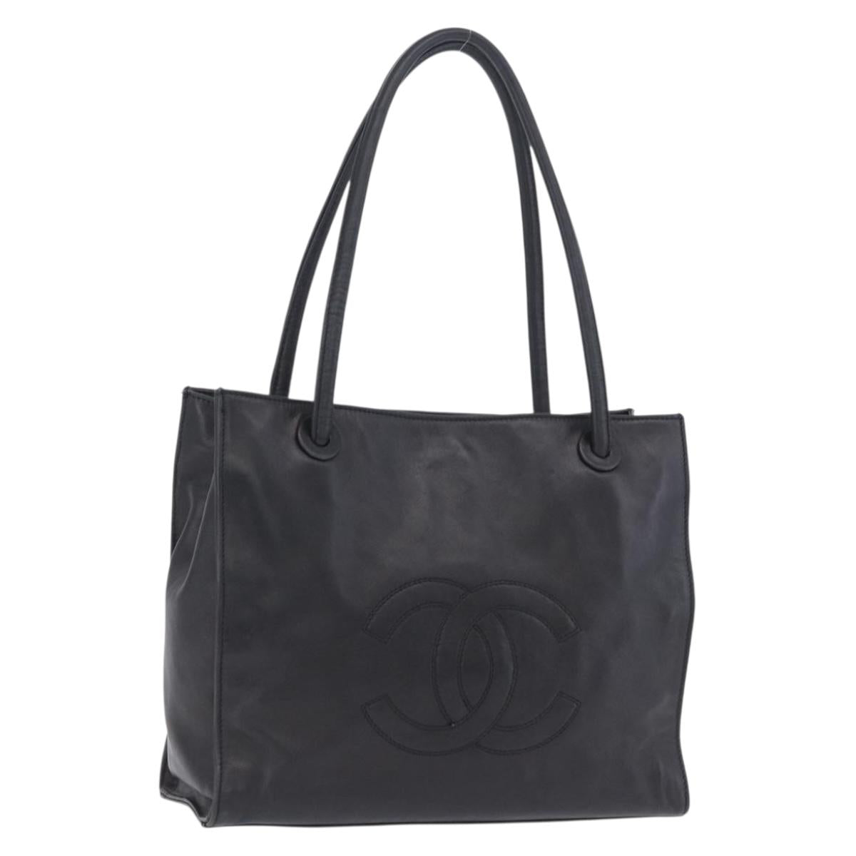 CHANEL COCO Mark Tote Bag Leather Black CC Auth yk20872V