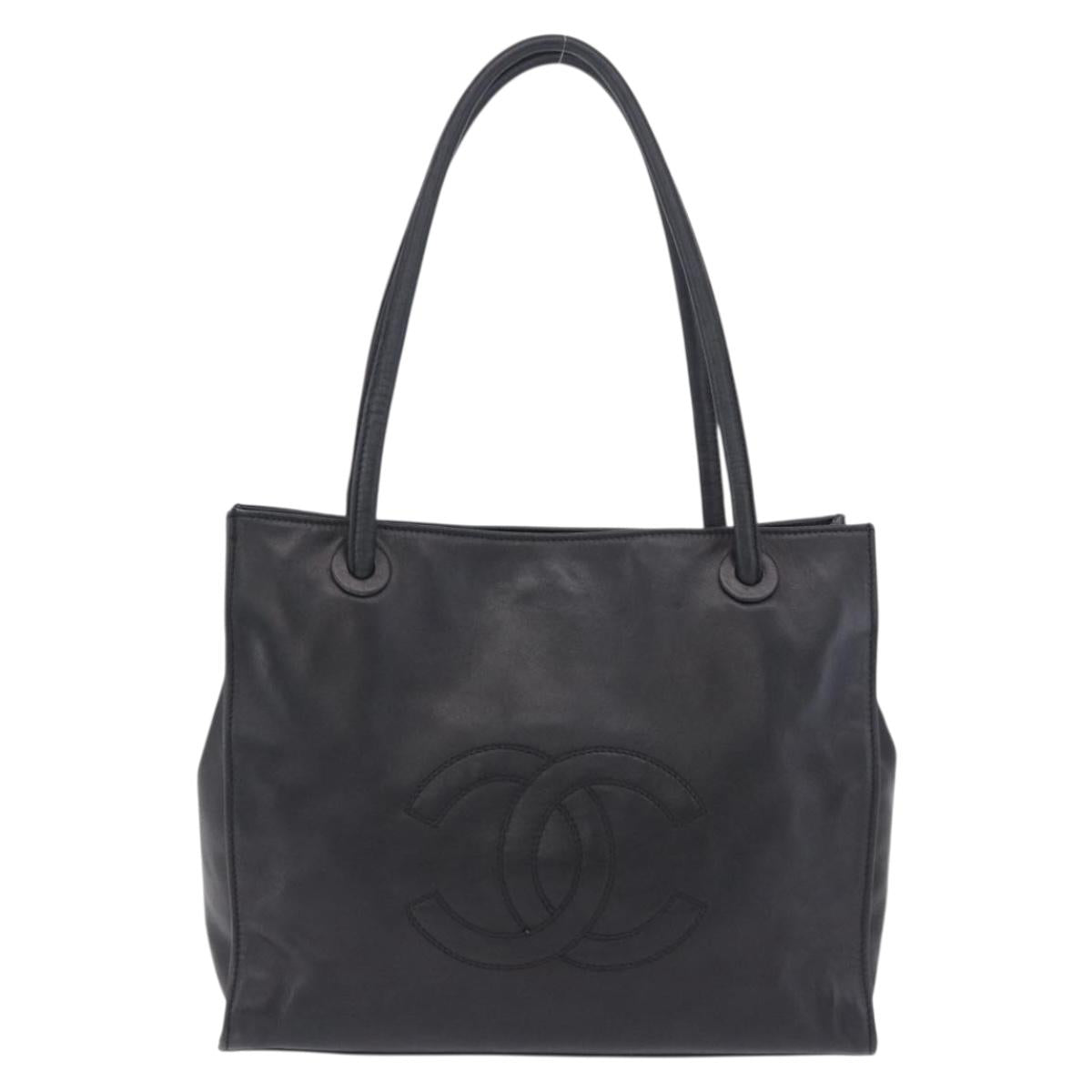 CHANEL COCO Mark Tote Bag Leather Black CC Auth yk20872V