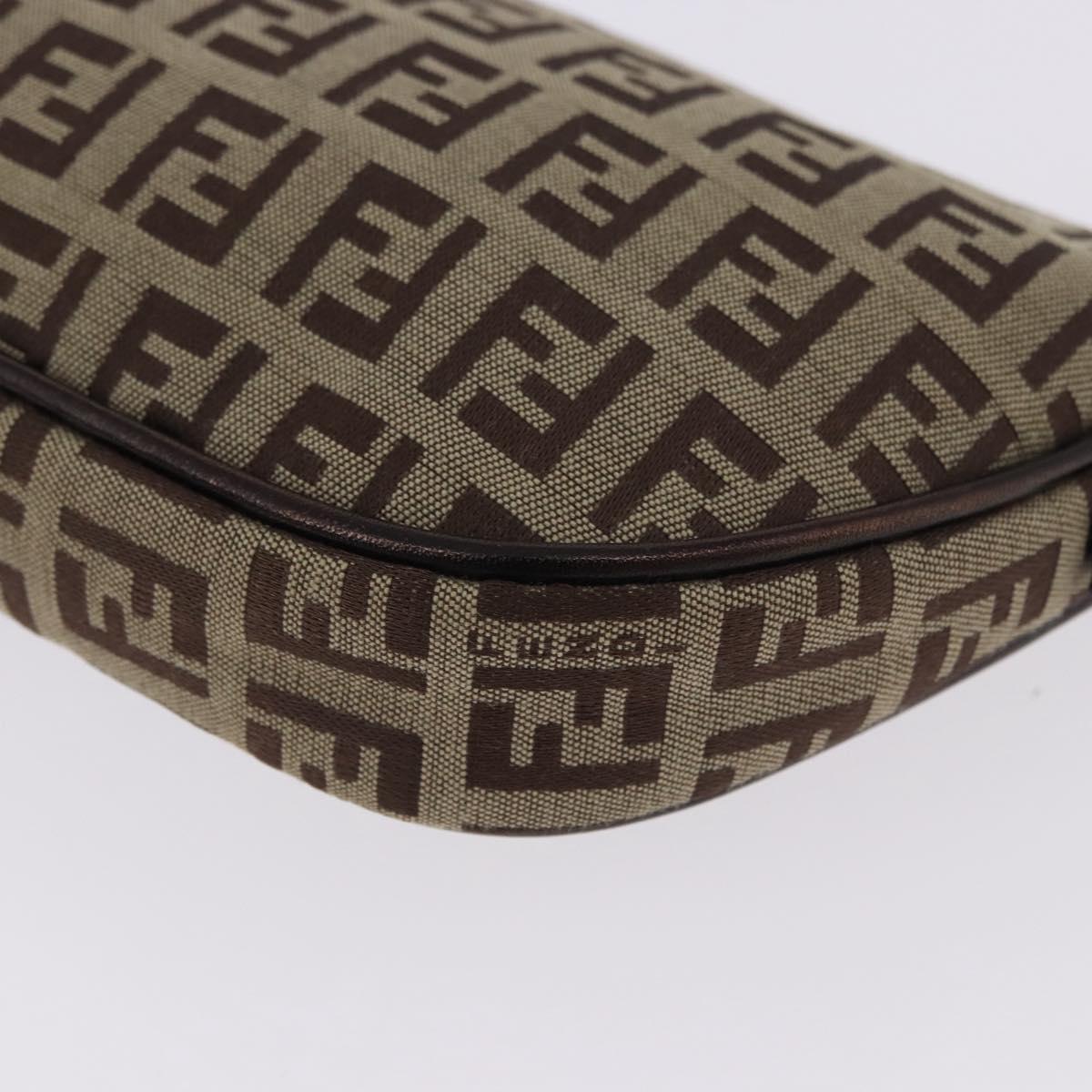 FENDI Zucchino Canvas Accessory Pouch Beige Silver 8BR133 Auth yk20873V