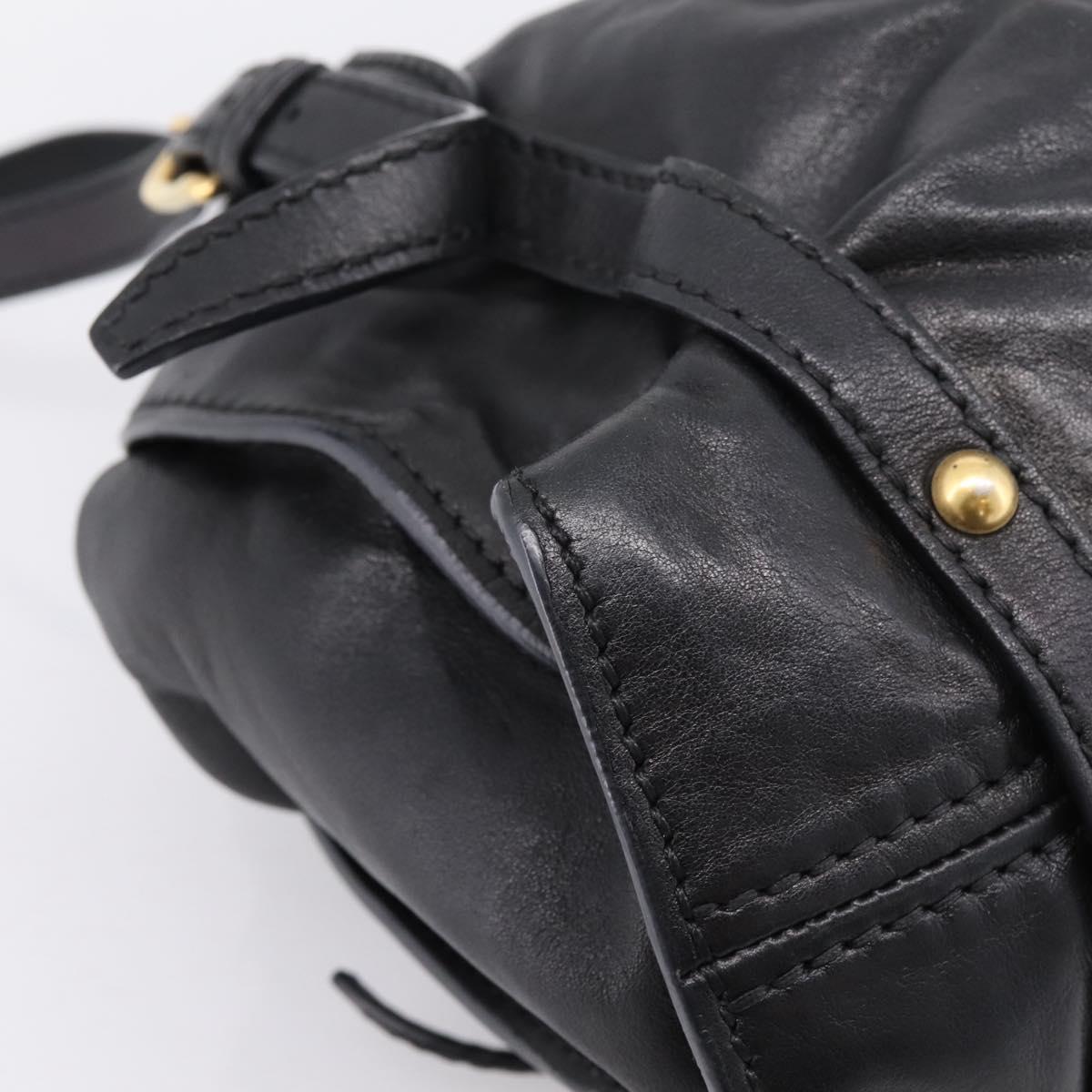 Miu Miu Shoulder Bag Leather Black Gold Tone Auth yk20875M
