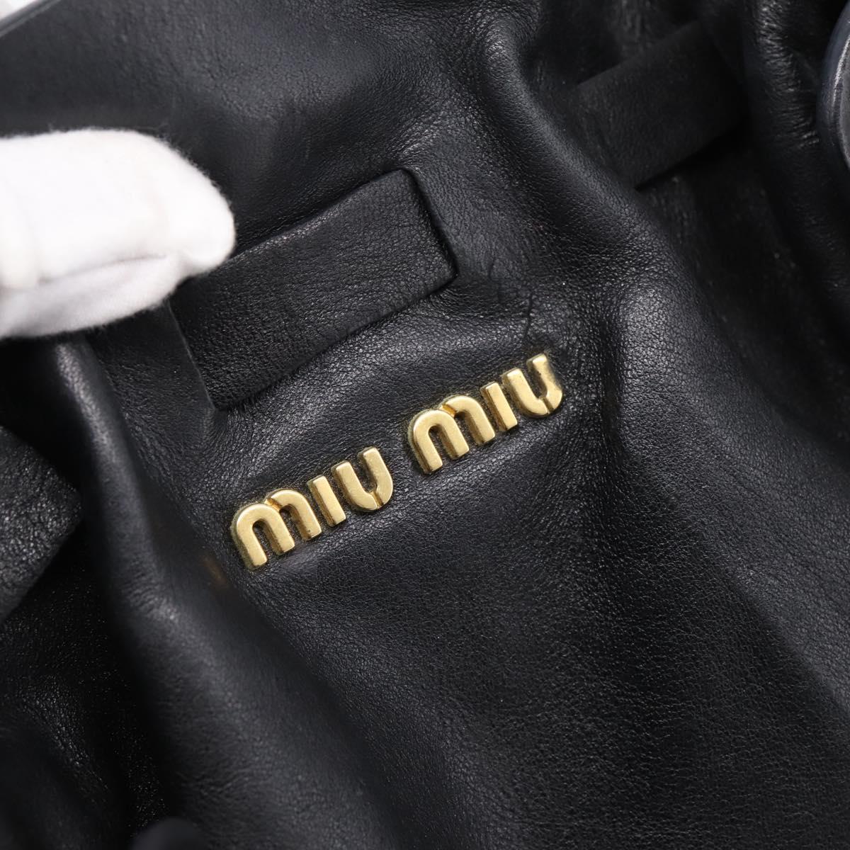 Miu Miu Shoulder Bag Leather Black Gold Tone Auth yk20875M