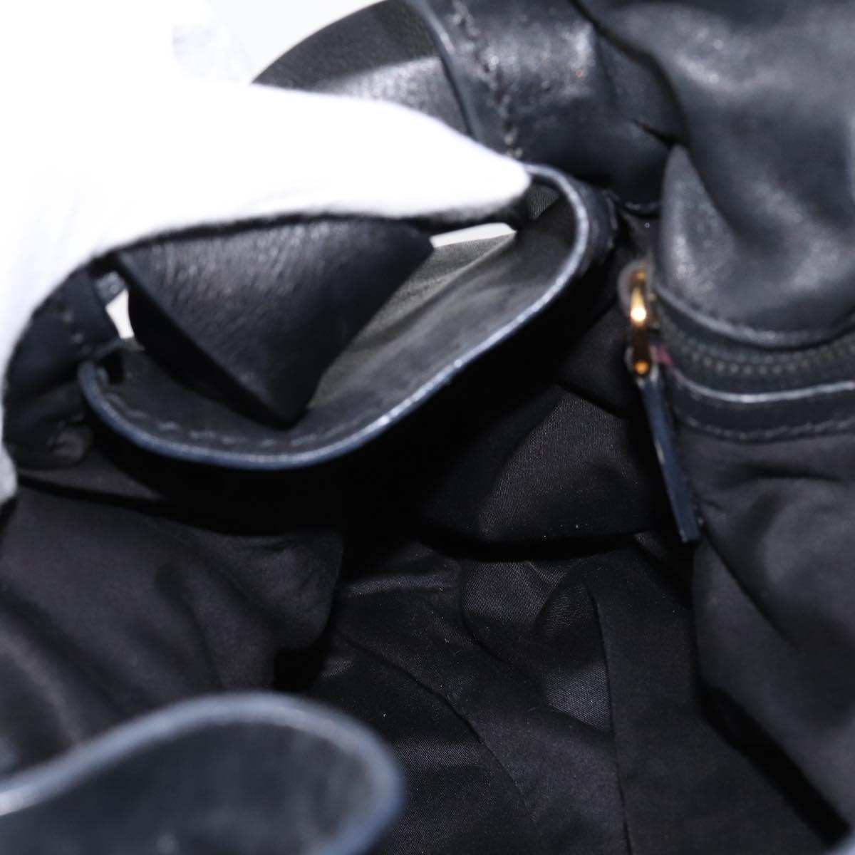 Miu Miu Shoulder Bag Leather Black Gold Tone Auth yk20875M