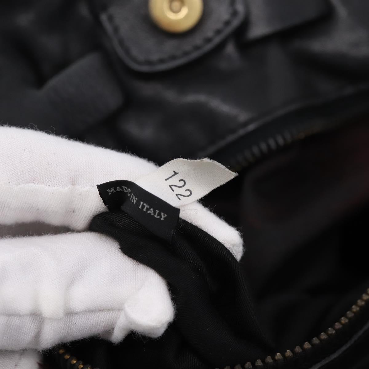 Miu Miu Shoulder Bag Leather Black Gold Tone Auth yk20875M