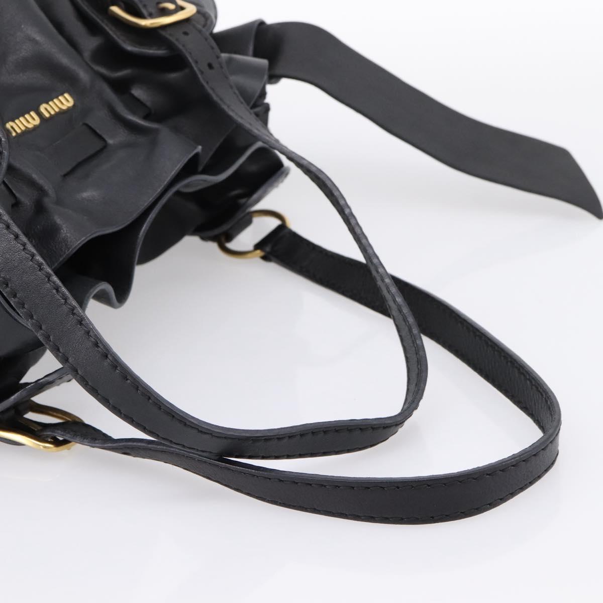 Miu Miu Shoulder Bag Leather Black Gold Tone Auth yk20875M