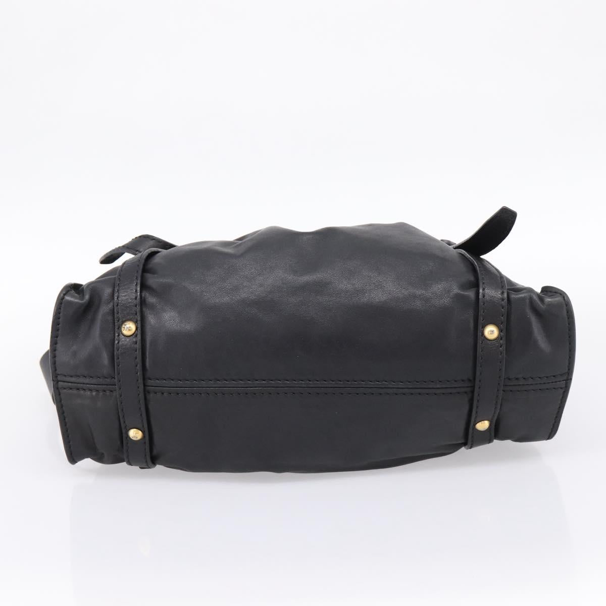 Miu Miu Shoulder Bag Leather Black Gold Tone Auth yk20875M