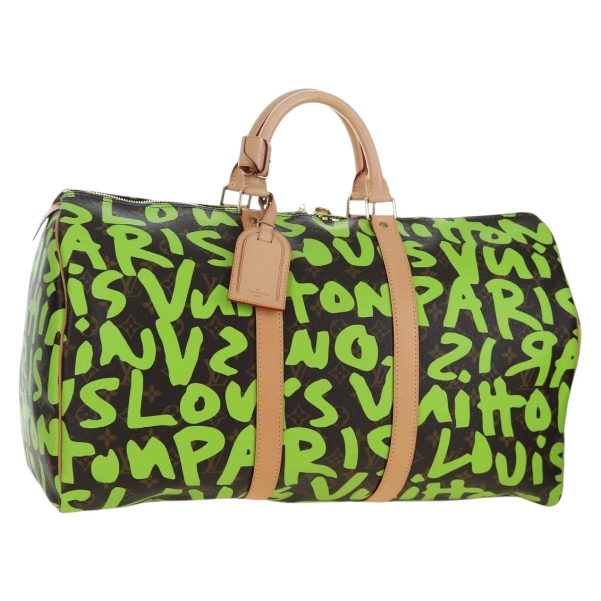 LOUIS VUITTON Graffiti Keepall 50 Boston Bag Vert M93700 LV Auth yk20877SM
