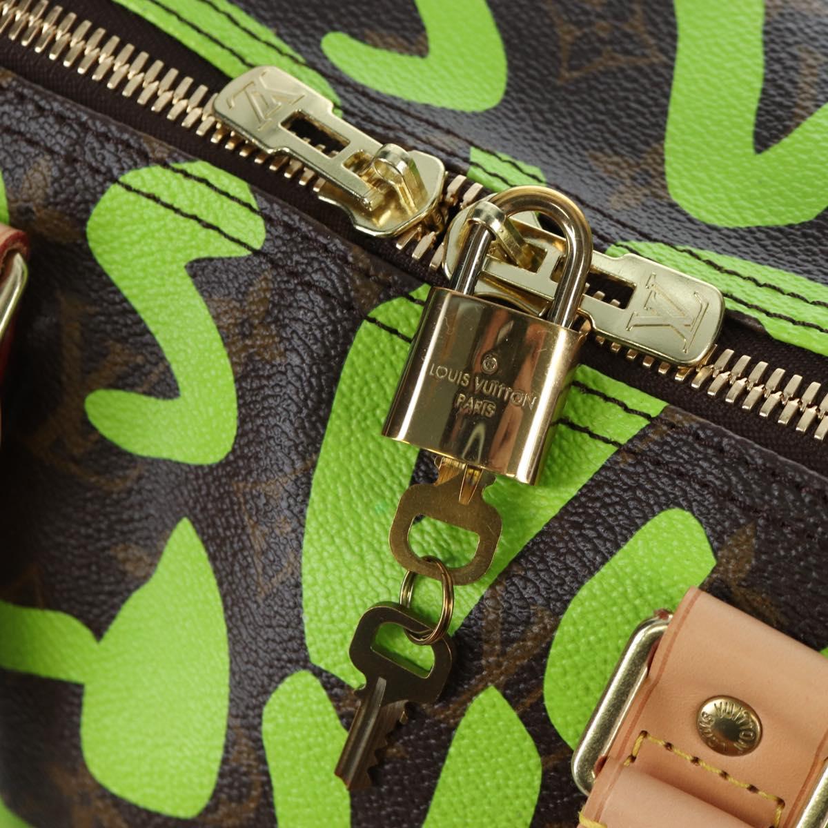 LOUIS VUITTON Graffiti Keepall 50 Boston Bag Vert M93700 LV Auth yk20877SM