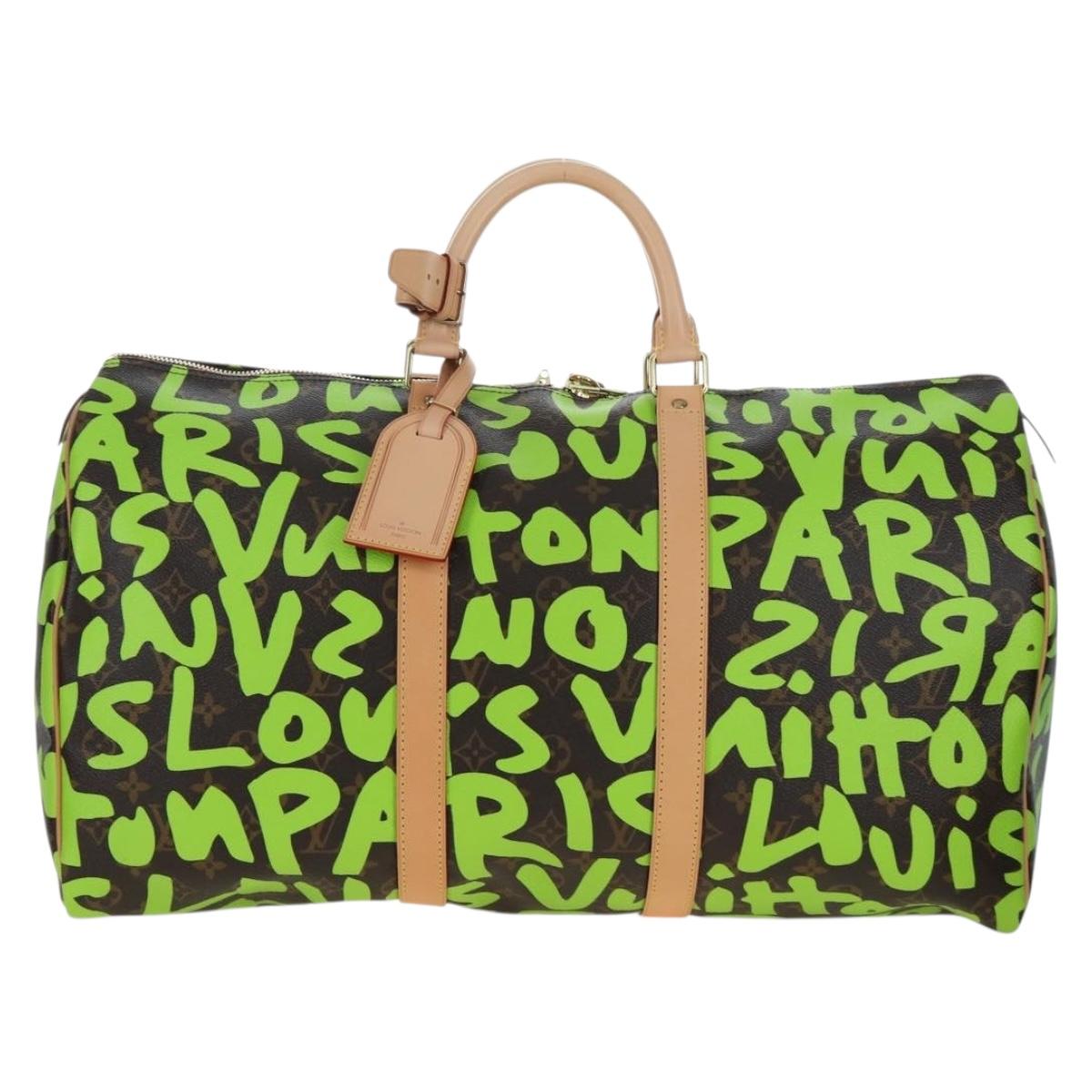 LOUIS VUITTON Graffiti Keepall 50 Boston Bag Vert M93700 LV Auth yk20877SM