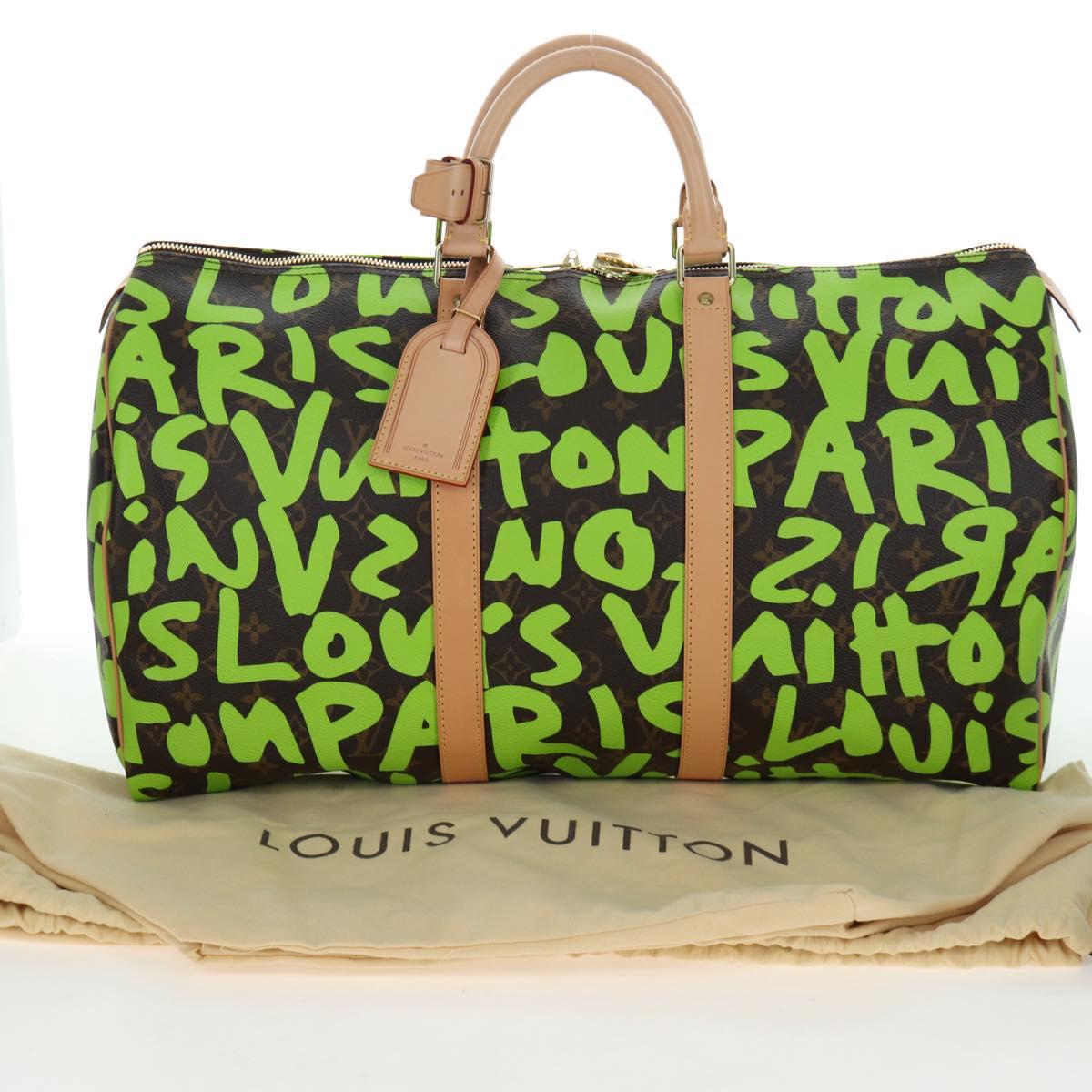 LOUIS VUITTON Graffiti Keepall 50 Boston Bag Vert M93700 LV Auth yk20877SM