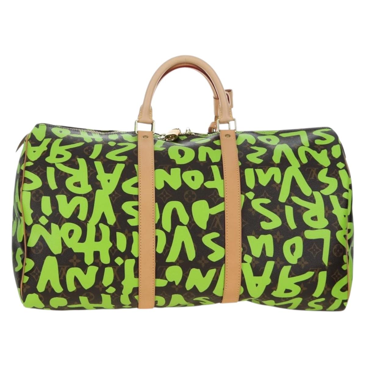LOUIS VUITTON Graffiti Keepall 50 Boston Bag Vert M93700 LV Auth yk20877SM