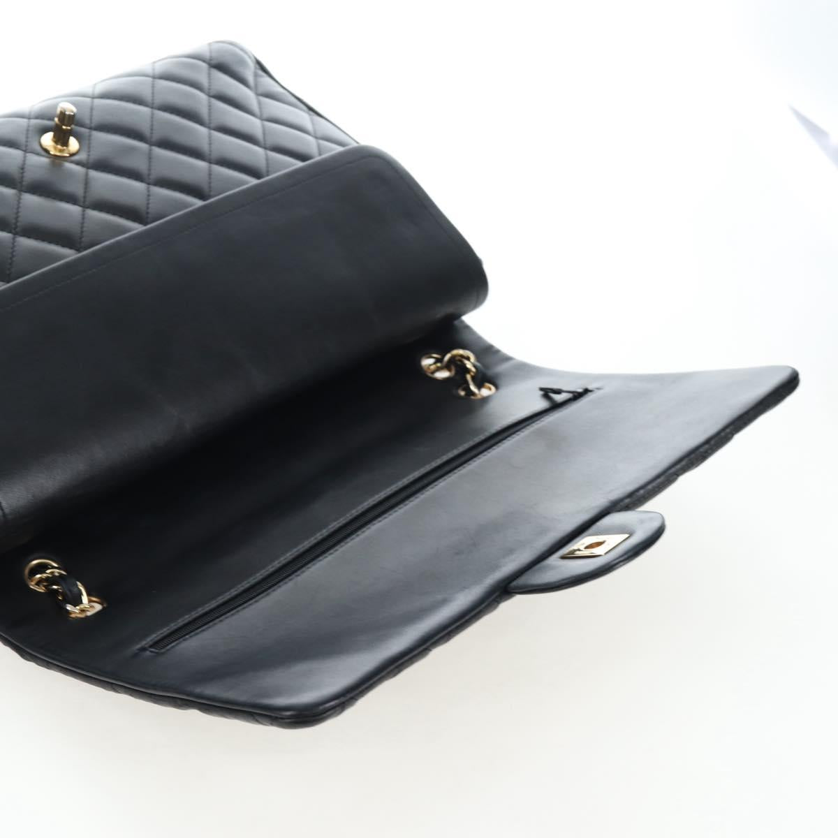 CHANEL Matelasse 34 Double Flap Chain Shoulder Bag Lamb Skin Auth yk20879SAM