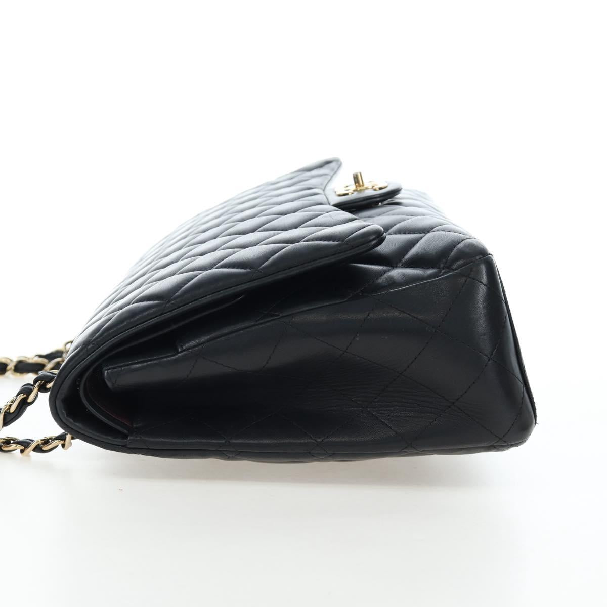 CHANEL Matelasse 34 Double Flap Chain Shoulder Bag Lamb Skin Auth yk20879SAM
