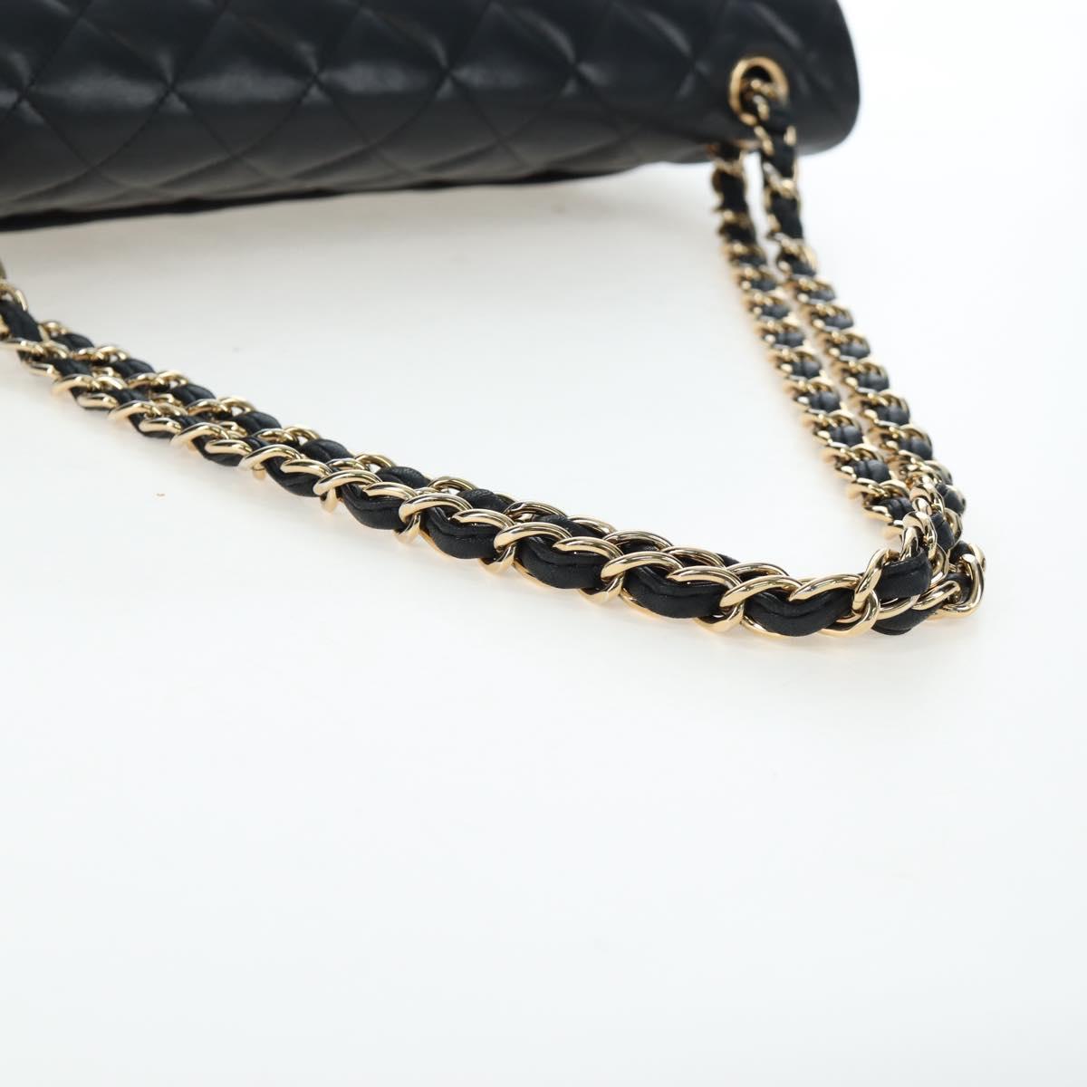 CHANEL Matelasse 34 Double Flap Chain Shoulder Bag Lamb Skin Auth yk20879SAM