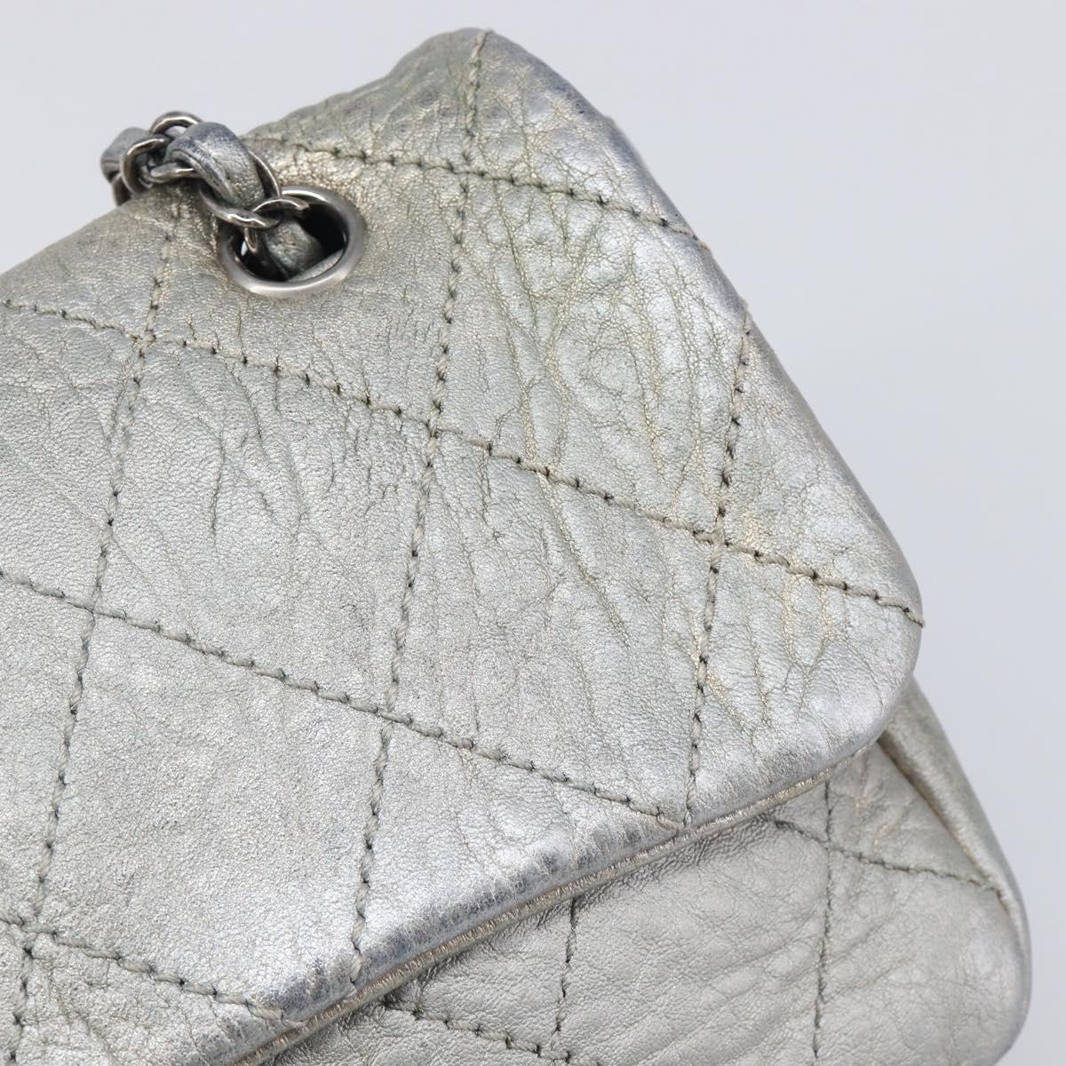 CHANEL Matelasse Chain Hand Bag Leather Silver CC Auth yk20880V