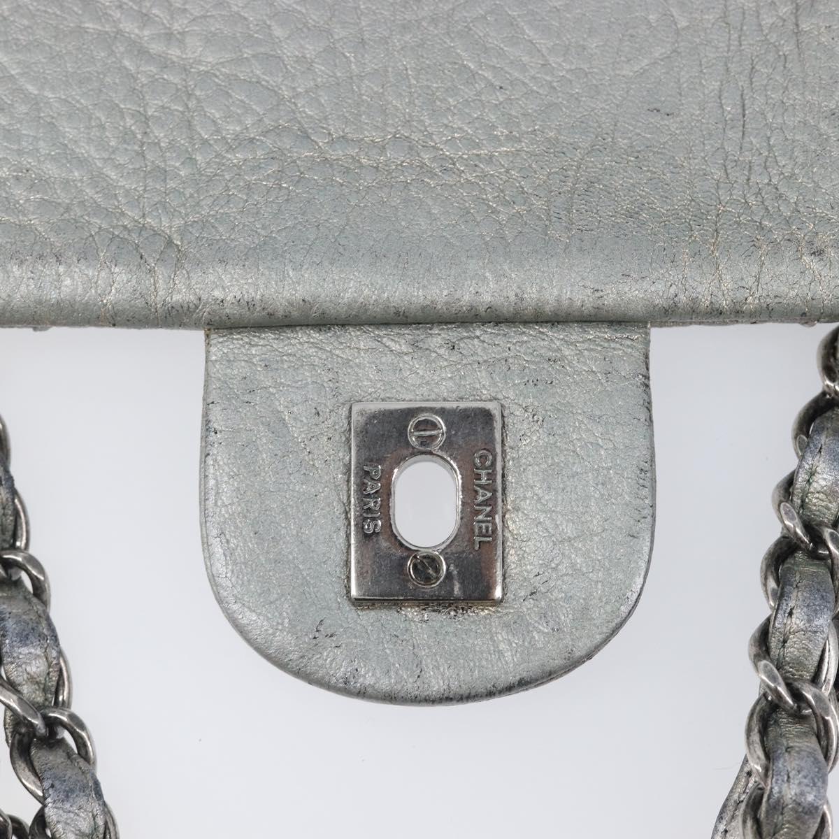 CHANEL Matelasse Chain Hand Bag Leather Silver CC Auth yk20880V