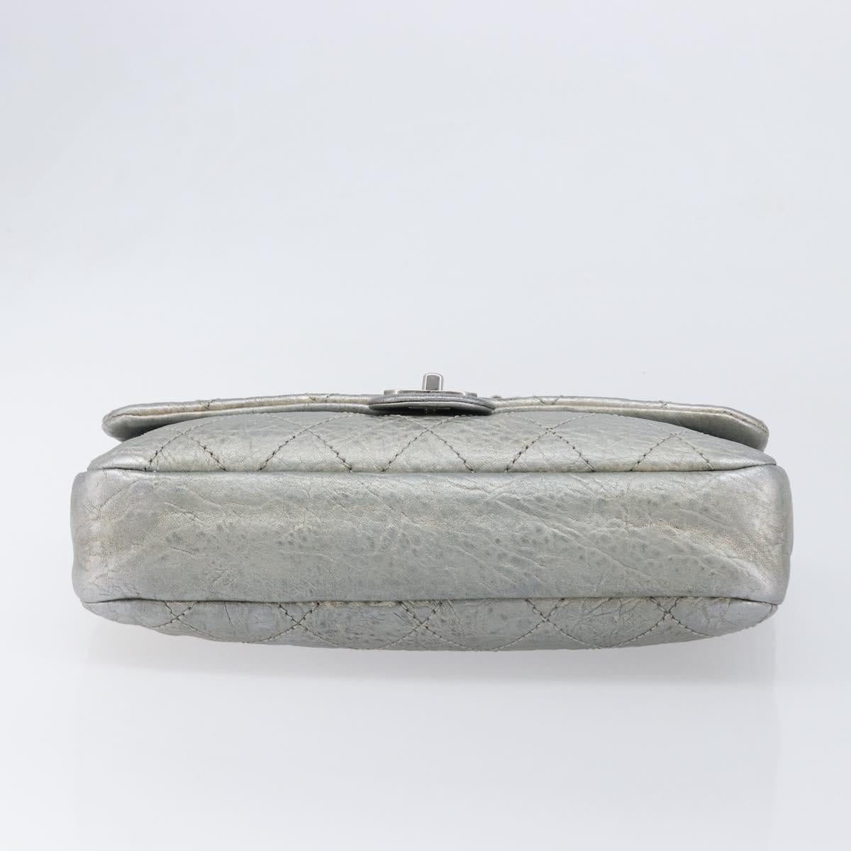 CHANEL Matelasse Chain Hand Bag Leather Silver CC Auth yk20880V