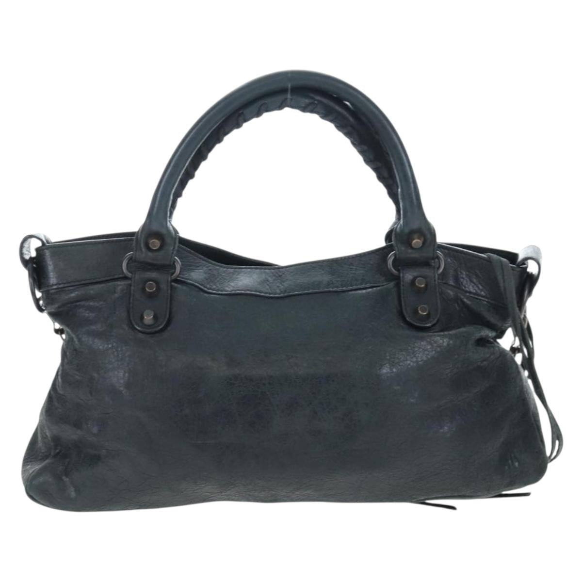 BALENCIAGA The First Hand Bag Leather 2way Black 103208 Auth yk20881M