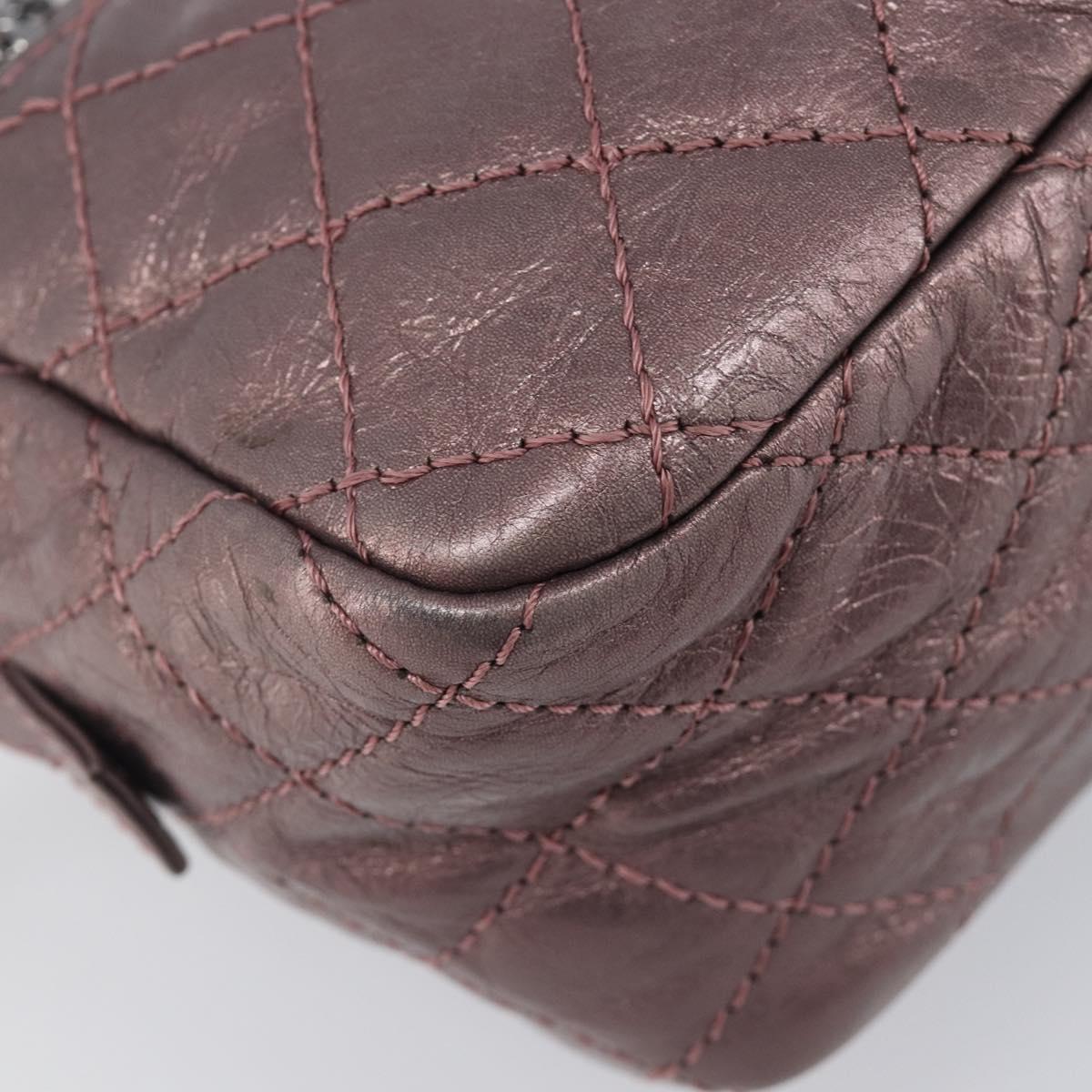 CHANEL 2.55 Matelasse Chain Shoulder Bag Leather Pink Silver CC Auth yk20882V