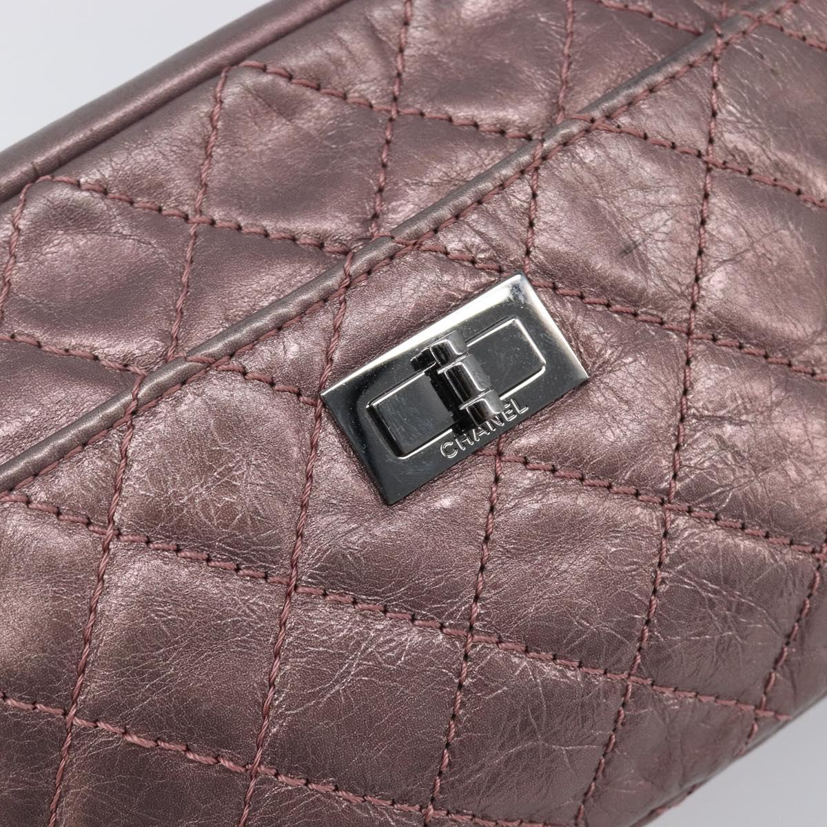 CHANEL 2.55 Matelasse Chain Shoulder Bag Leather Pink Silver CC Auth yk20882V