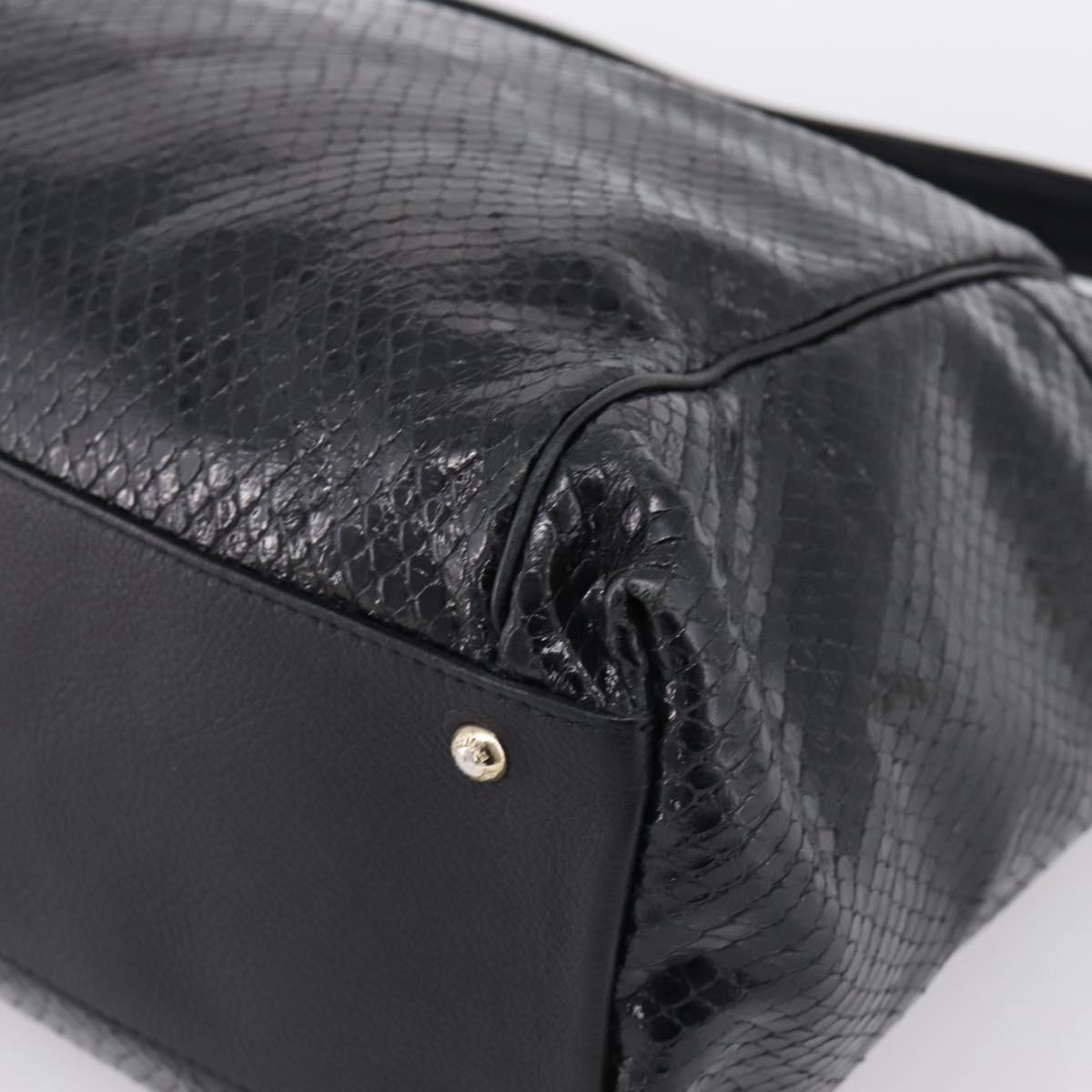 Max Mara Shoulder Bag Leather Black Gold Tone Auth yk20883A