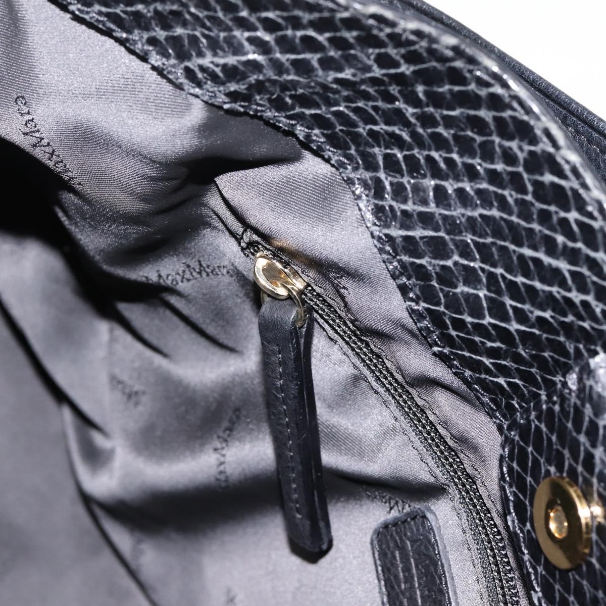Max Mara Shoulder Bag Leather Black Gold Tone Auth yk20883A