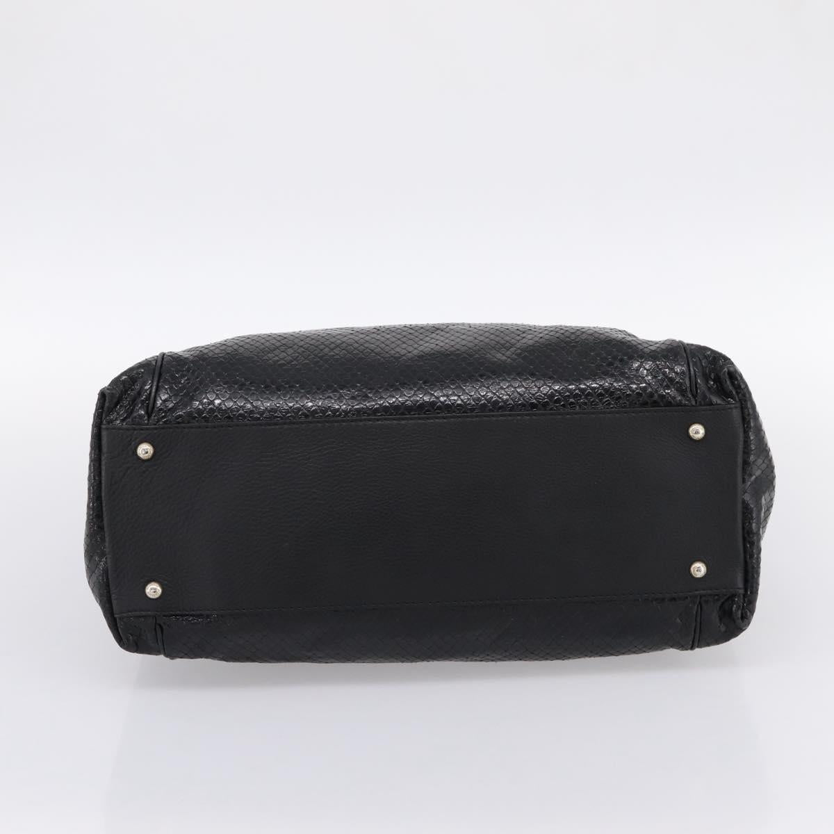 Max Mara Shoulder Bag Leather Black Gold Tone Auth yk20883A