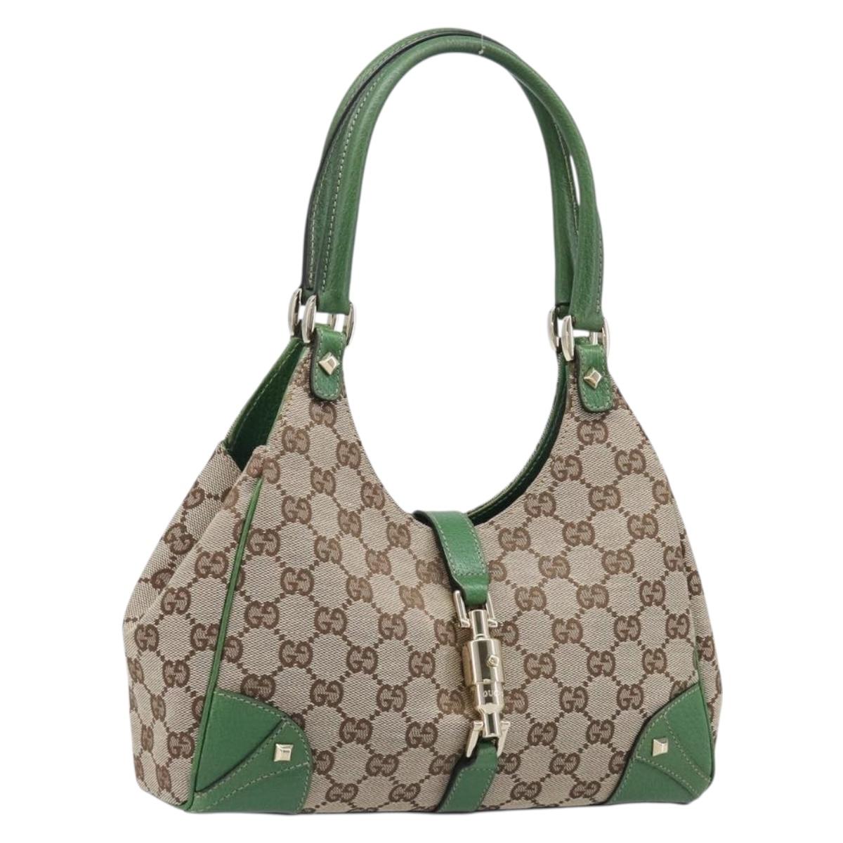 GUCCI GG Canvas Jackie Hand Bag Beige Gold 124409 Auth yk20885SAV